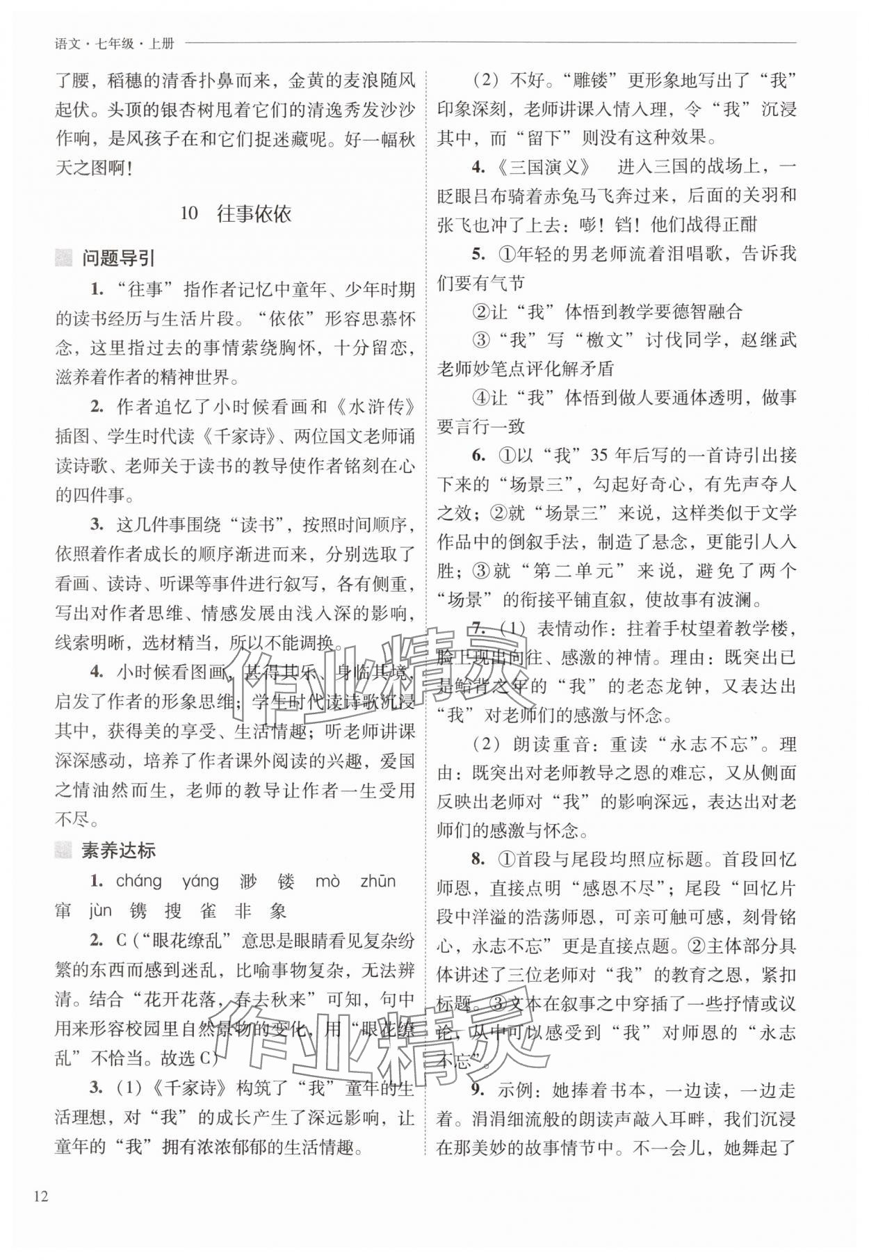 2025年新课程问题解决导学方案七年级语文上册人教版 第12页