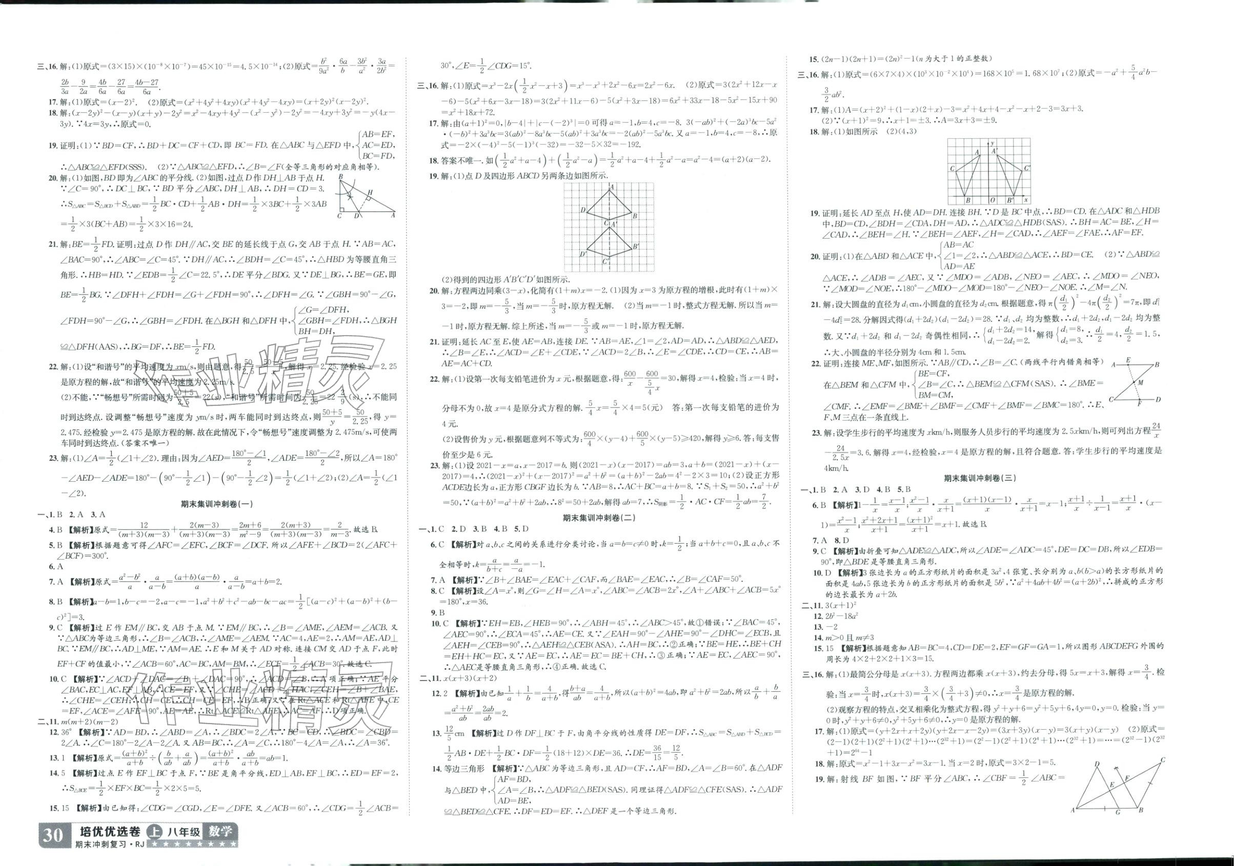 2025年金优教辅培优优选卷八年级数学上册人教版 第2页