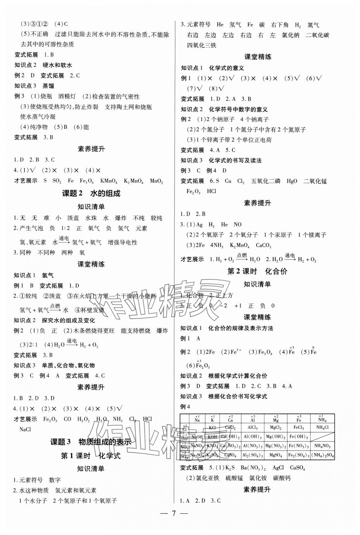 2024年領(lǐng)跑作業(yè)本九年級(jí)化學(xué)全一冊人教版深圳專版 第7頁