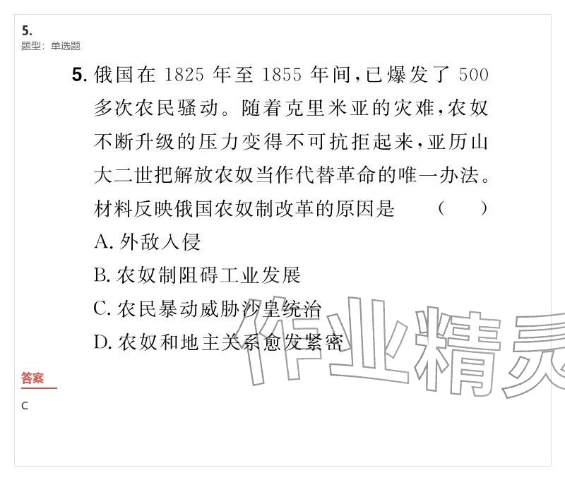 2026年優(yōu)質(zhì)課堂導學案九年級歷史下冊人教版&nbsp;參考答案第52頁