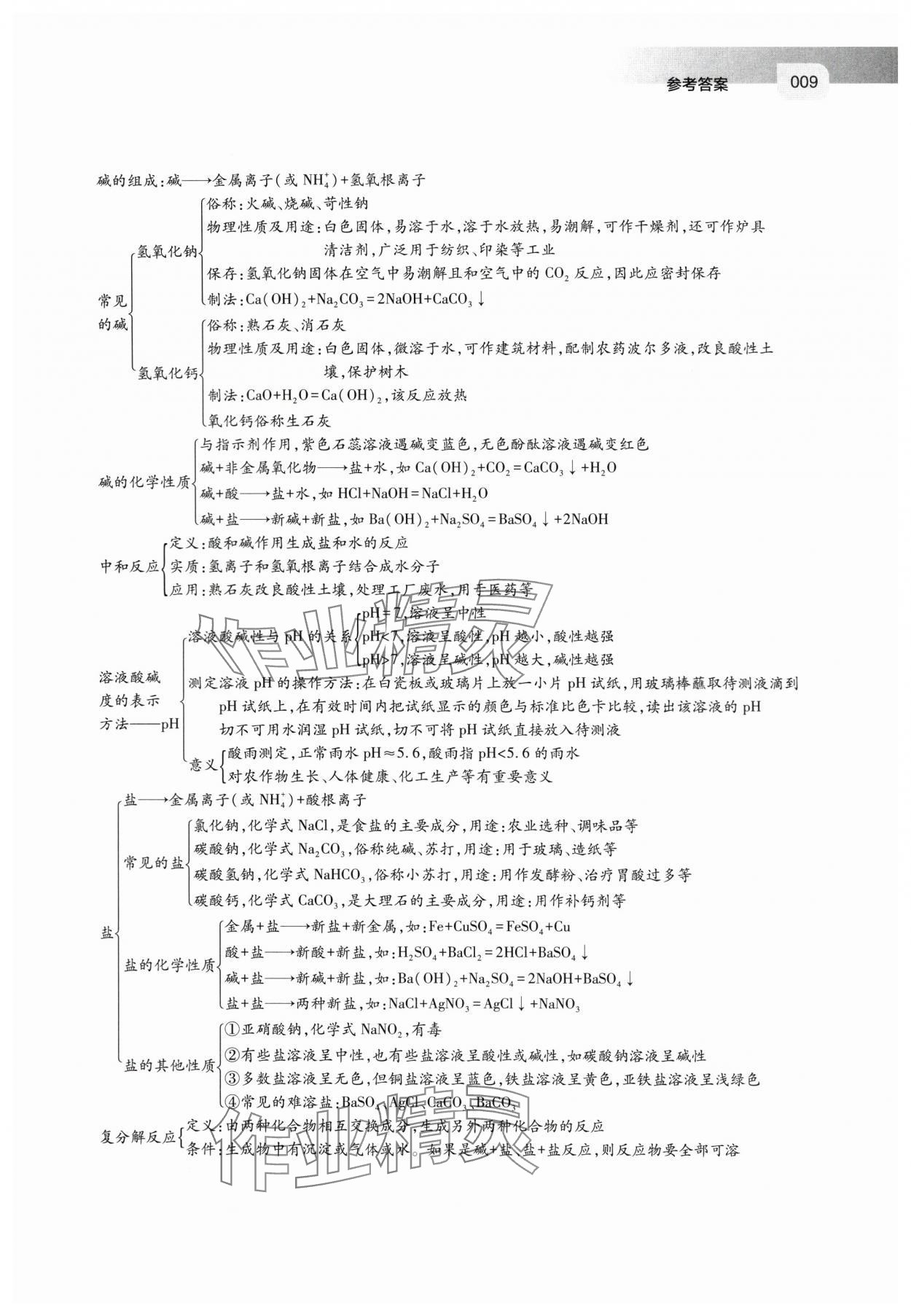 2024年中考指导化学山西专版 参考答案第9页