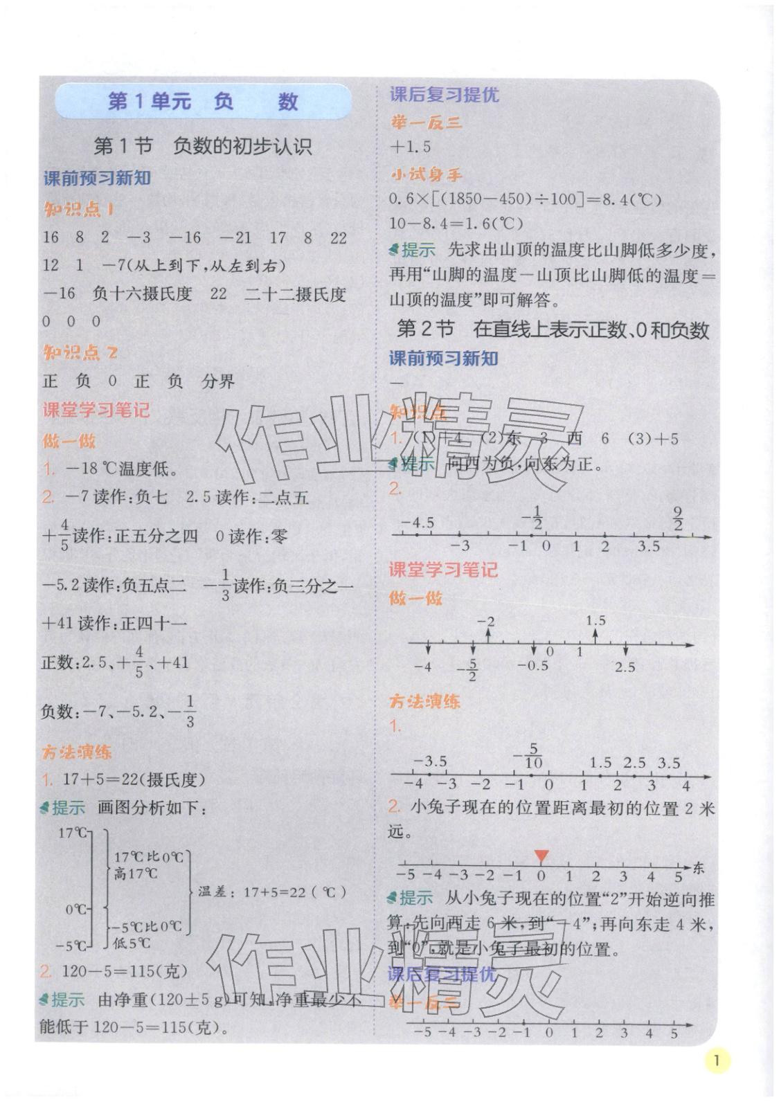 2026年实验班学霸笔记六年级数学下册人教版&nbsp;第1页