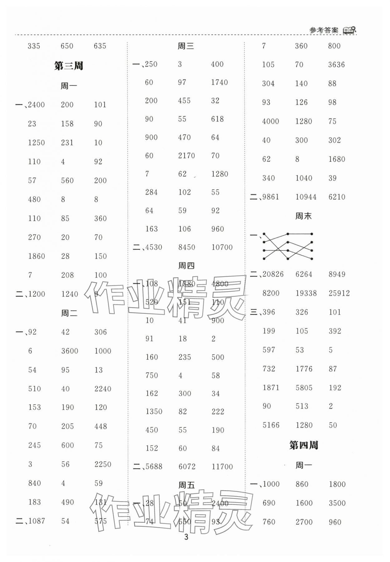 2024年計(jì)算能手河北少年兒童出版社四年級(jí)數(shù)學(xué)下冊(cè)蘇教版 第3頁(yè)