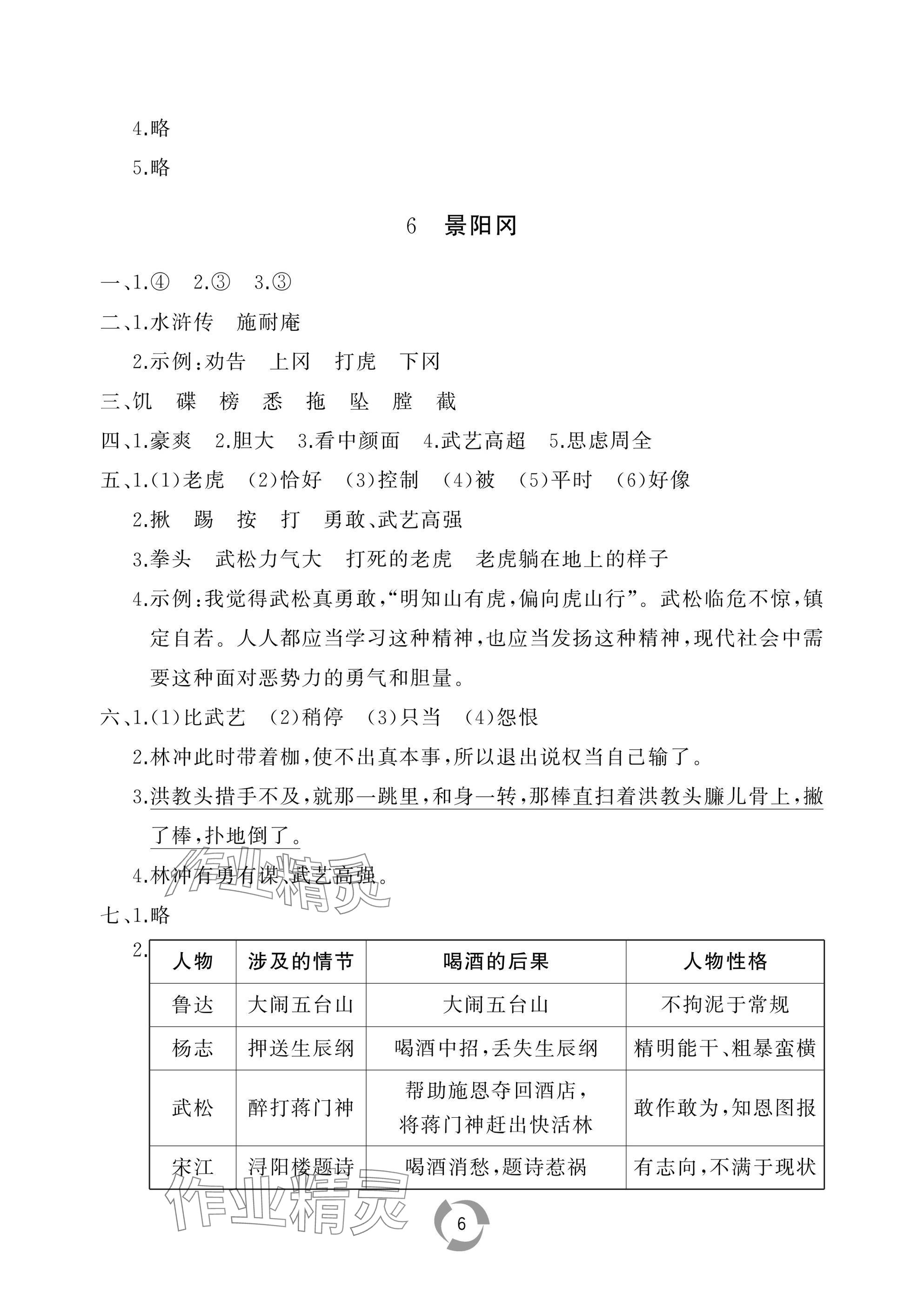 2025年新課堂同步學(xué)習(xí)與探究五年級語文下冊人教版棗莊專版 參考答案第6頁