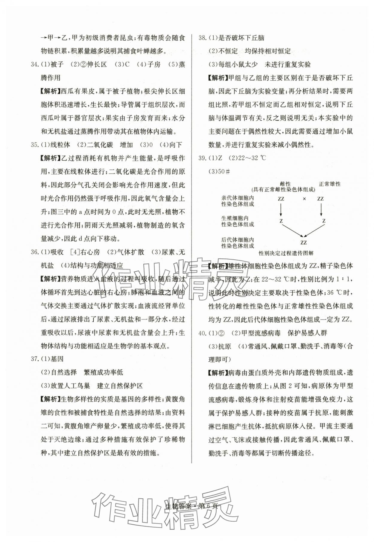 2024年湖南中考必备生物 参考答案第6页