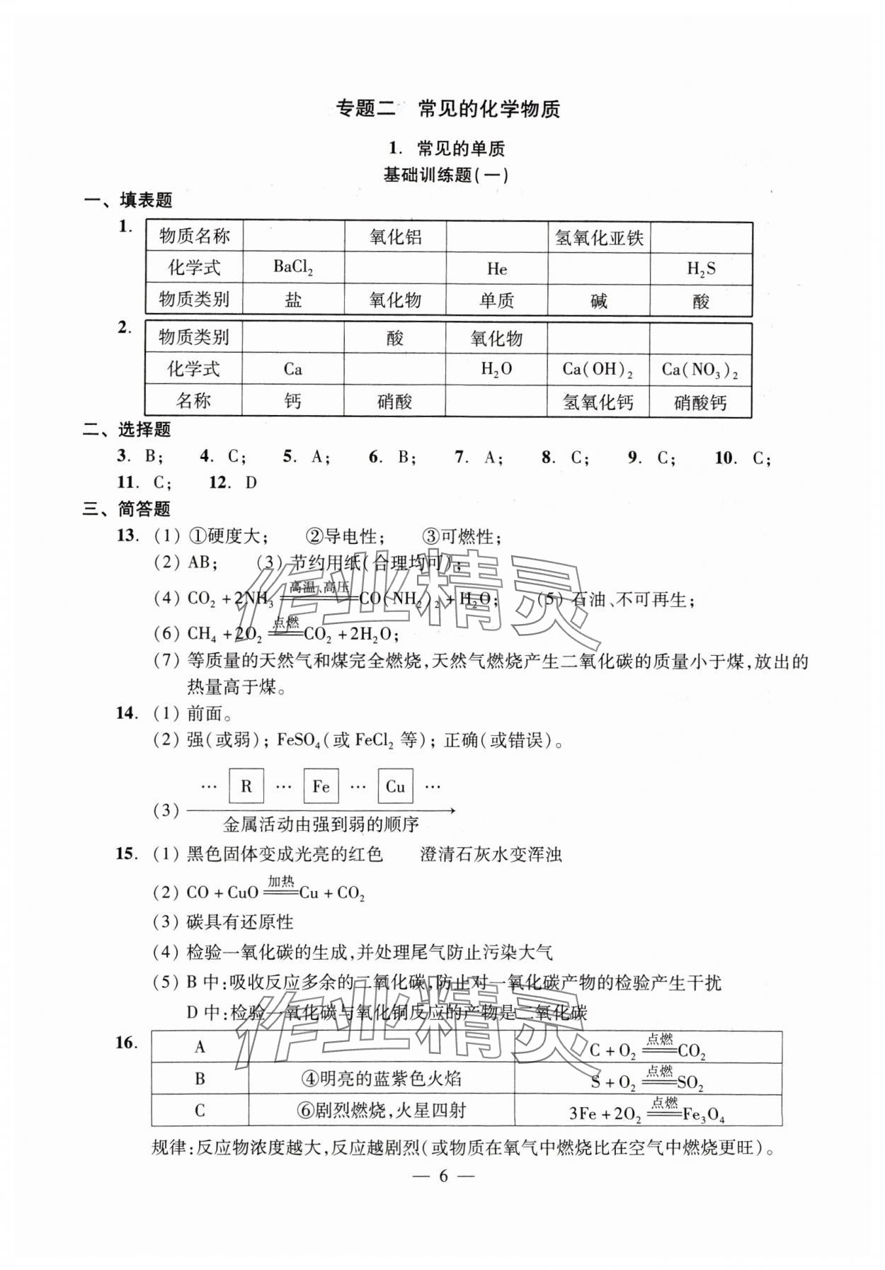 2025年初中測(cè)試與評(píng)估化學(xué) 參考答案第6頁(yè)