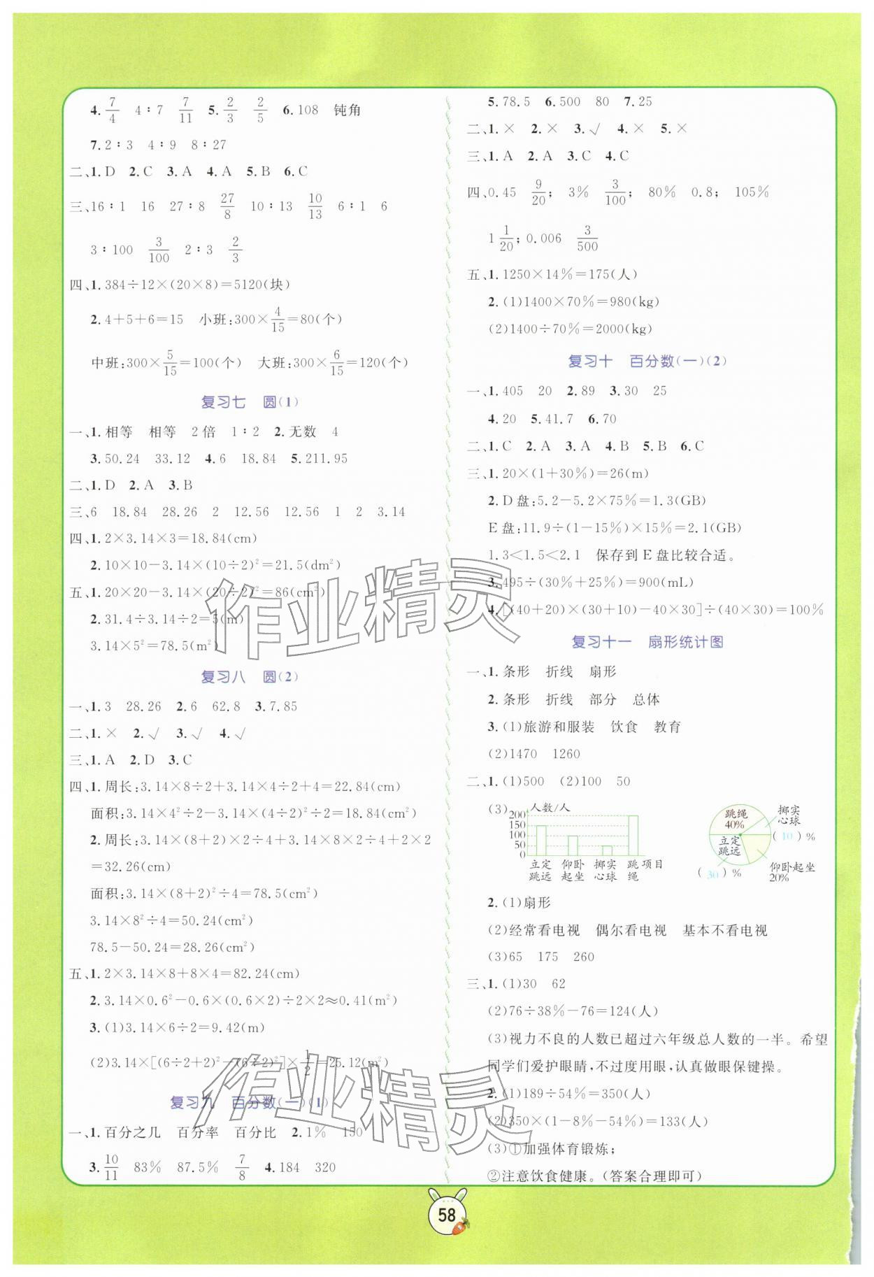 2026年狀元課堂寒假銜接復(fù)習(xí)計劃六年級數(shù)學(xué)&nbsp;參考答案第2頁