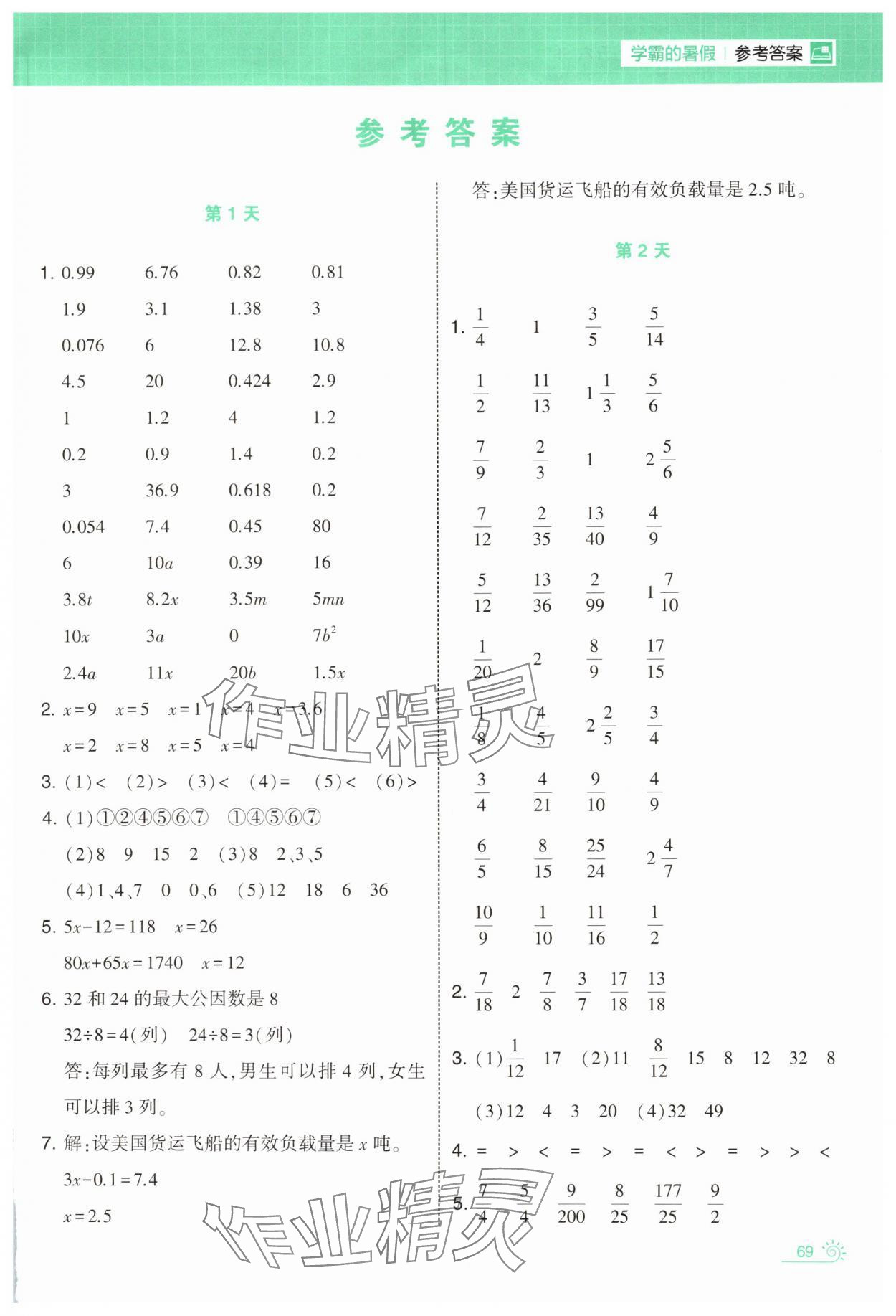 2025年學霸的暑假計算暑期大通關五升六年級數學蘇教版 第1頁