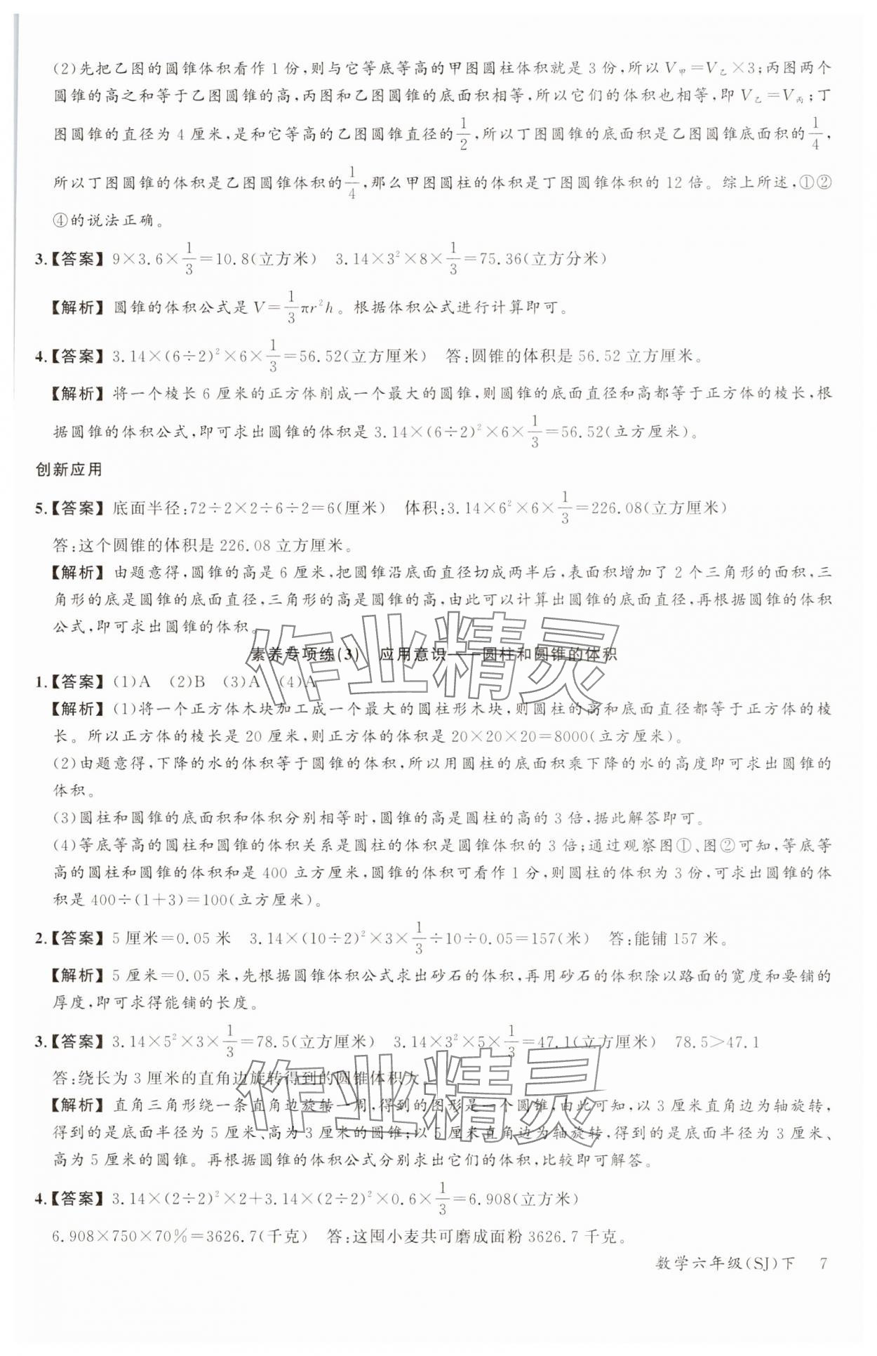 2025年素养天天练六年级数学下册苏教版&nbsp;第7页