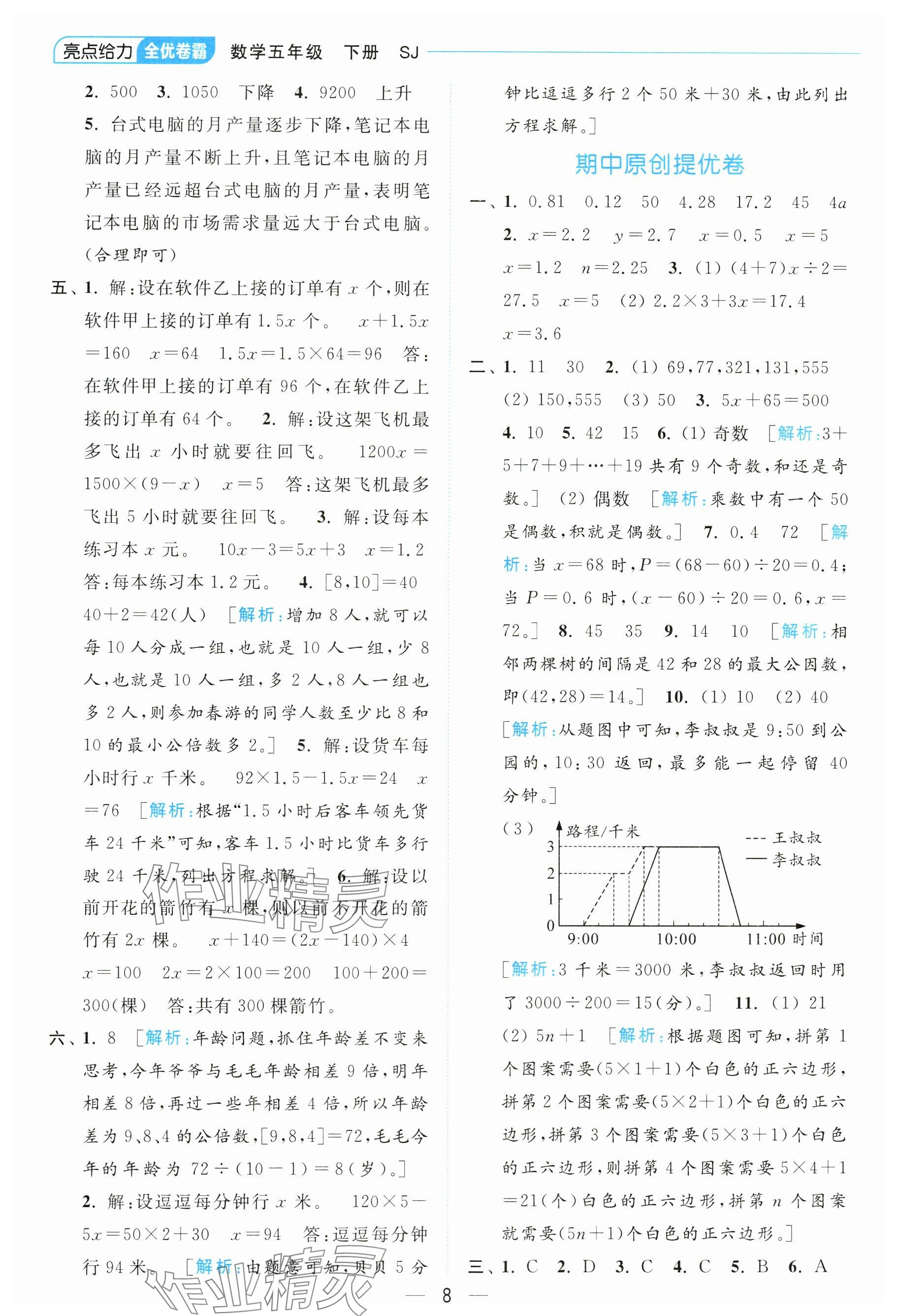 2024年亮點(diǎn)給力全優(yōu)卷霸五年級(jí)數(shù)學(xué)下冊(cè)蘇教版 參考答案第8頁(yè)