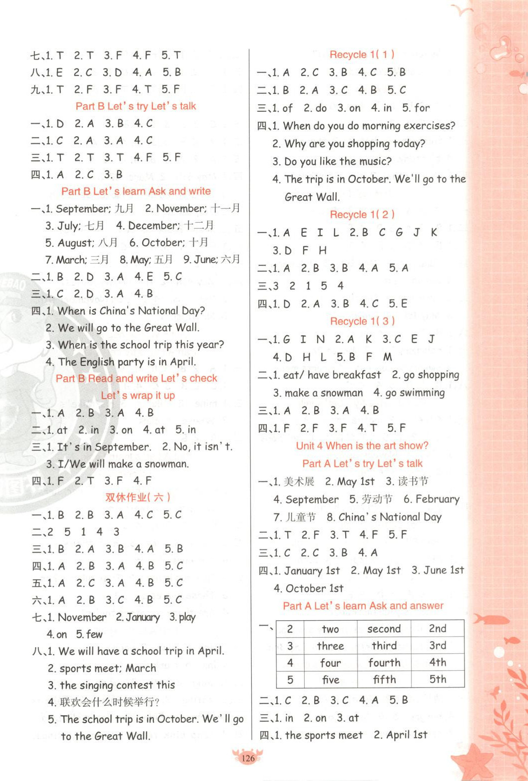 2025年原创新课堂五年级英语下册人教版 参考答案第3页