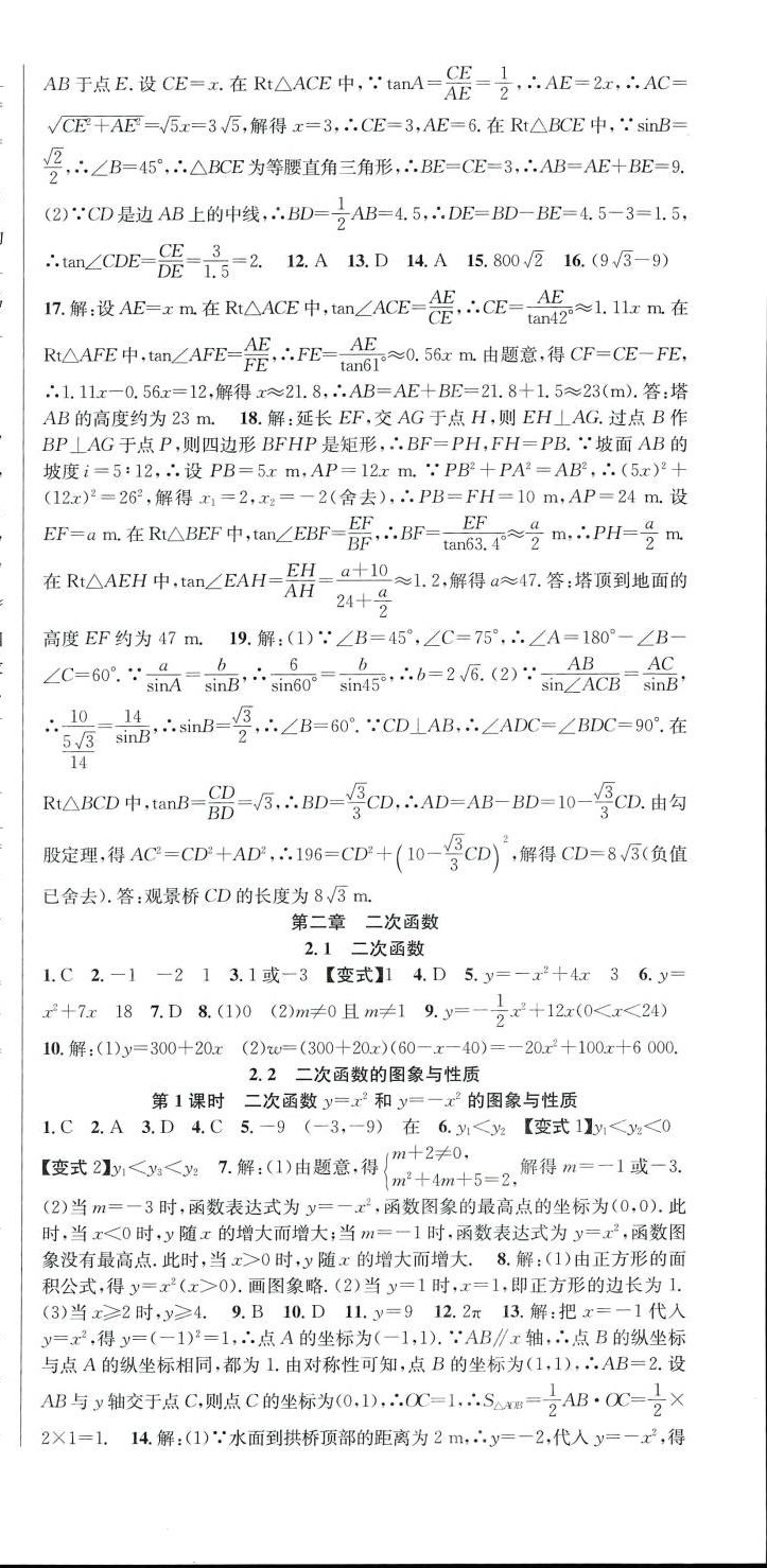 2024年课时夺冠九年级数学下册北师大版 第6页