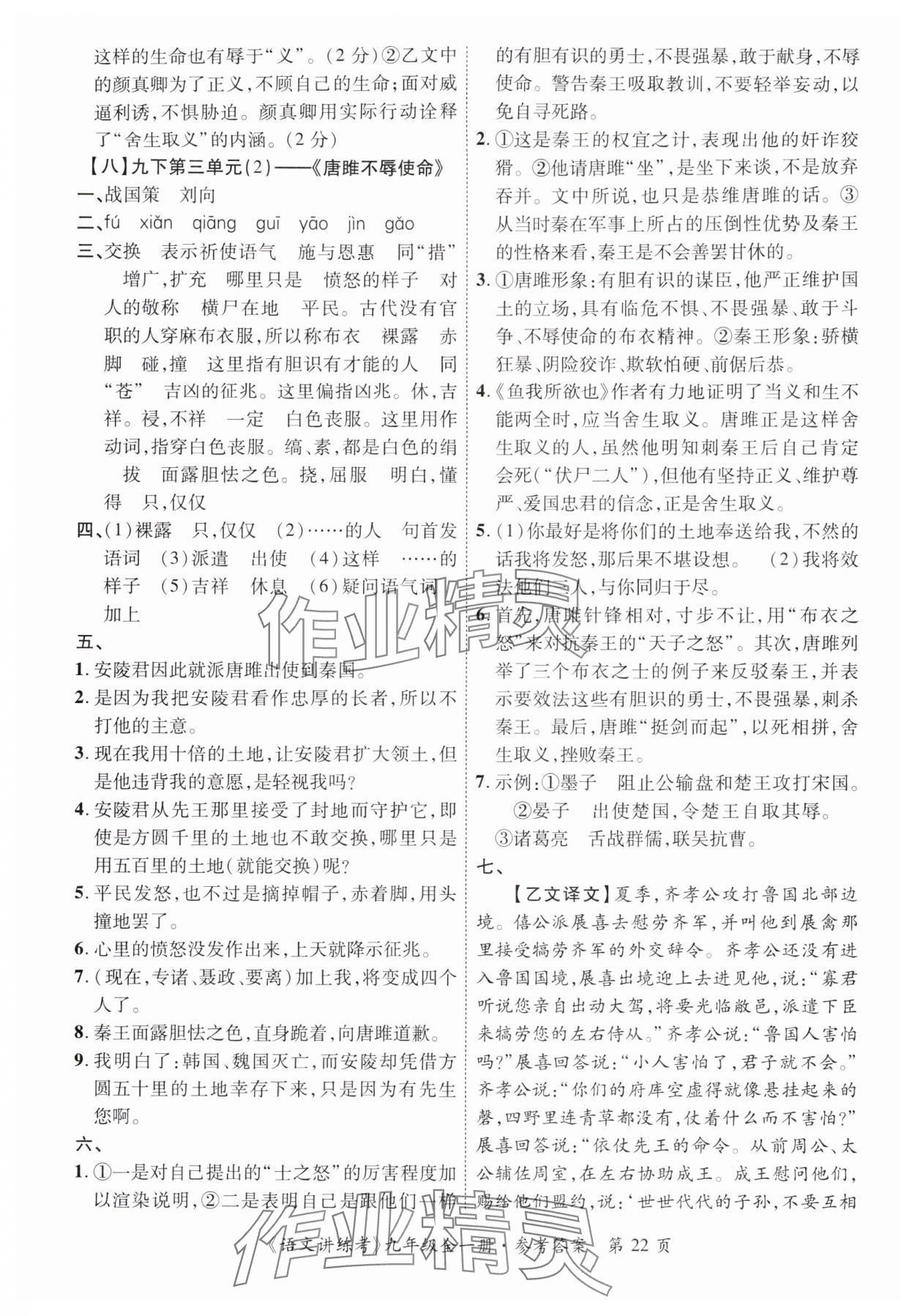 2025年语文讲练考九年级全一册人教版 第22页