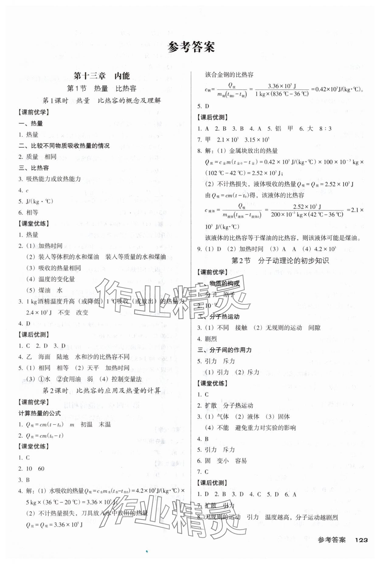 2025年全優(yōu)點(diǎn)練課計(jì)劃九年級物理上冊人教版 第1頁