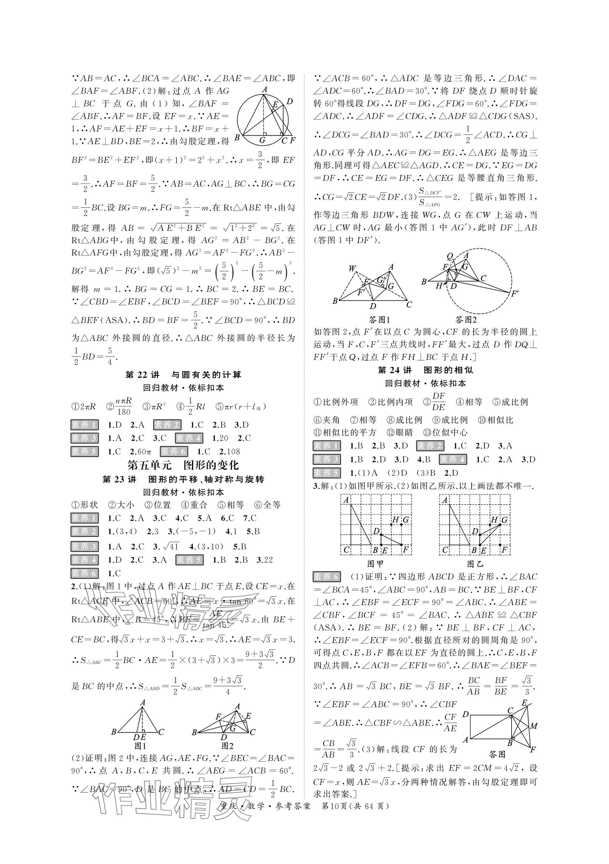 2025年學(xué)本課堂數(shù)學(xué)中考重慶專版 參考答案第10頁