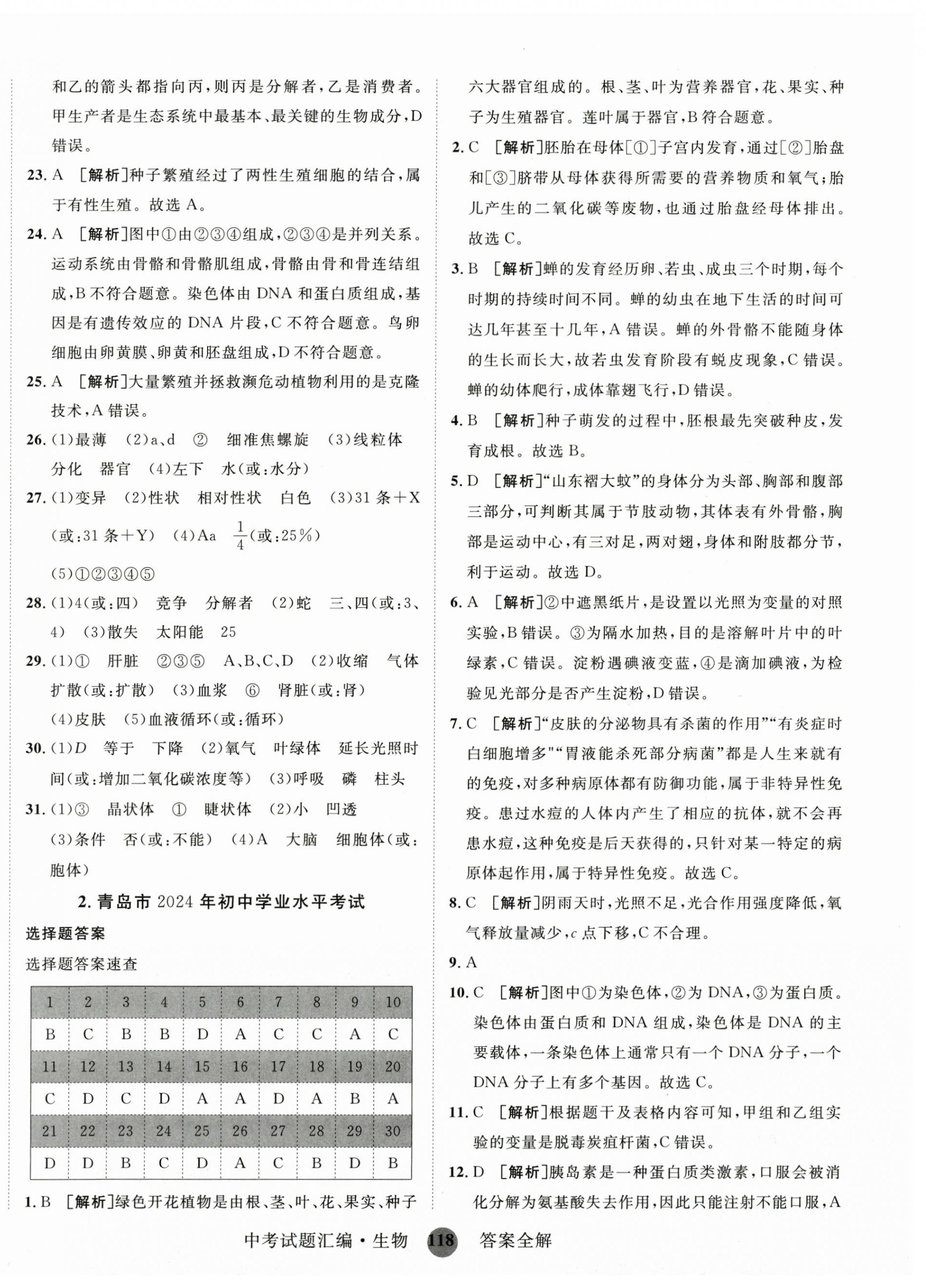 2025年中考試題匯編山東科學技術出版社生物 第2頁