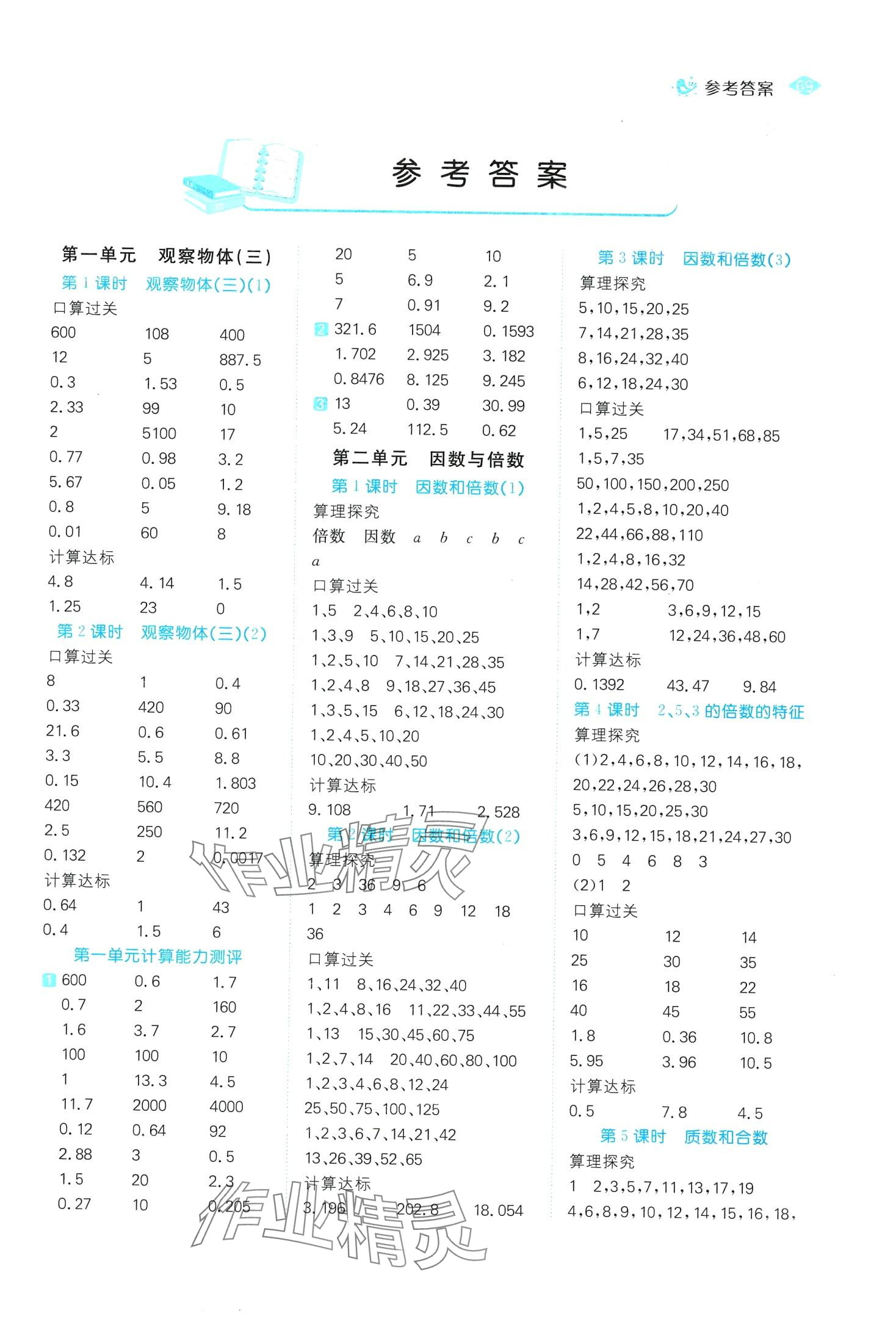 2024年口算100五年级数学下册人教版 第1页