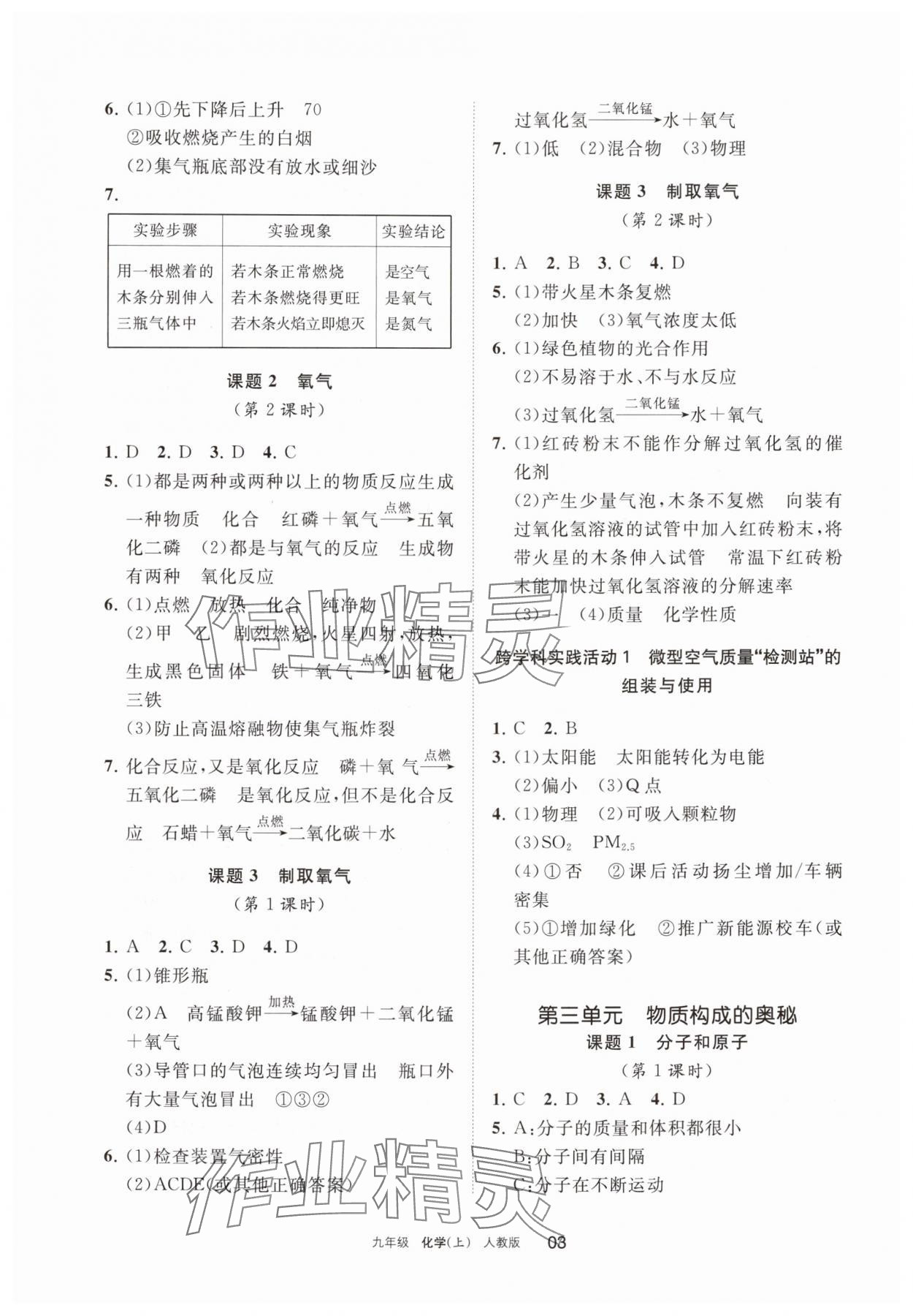 2025年学习之友九年级化学上册人教版 参考答案第3页
