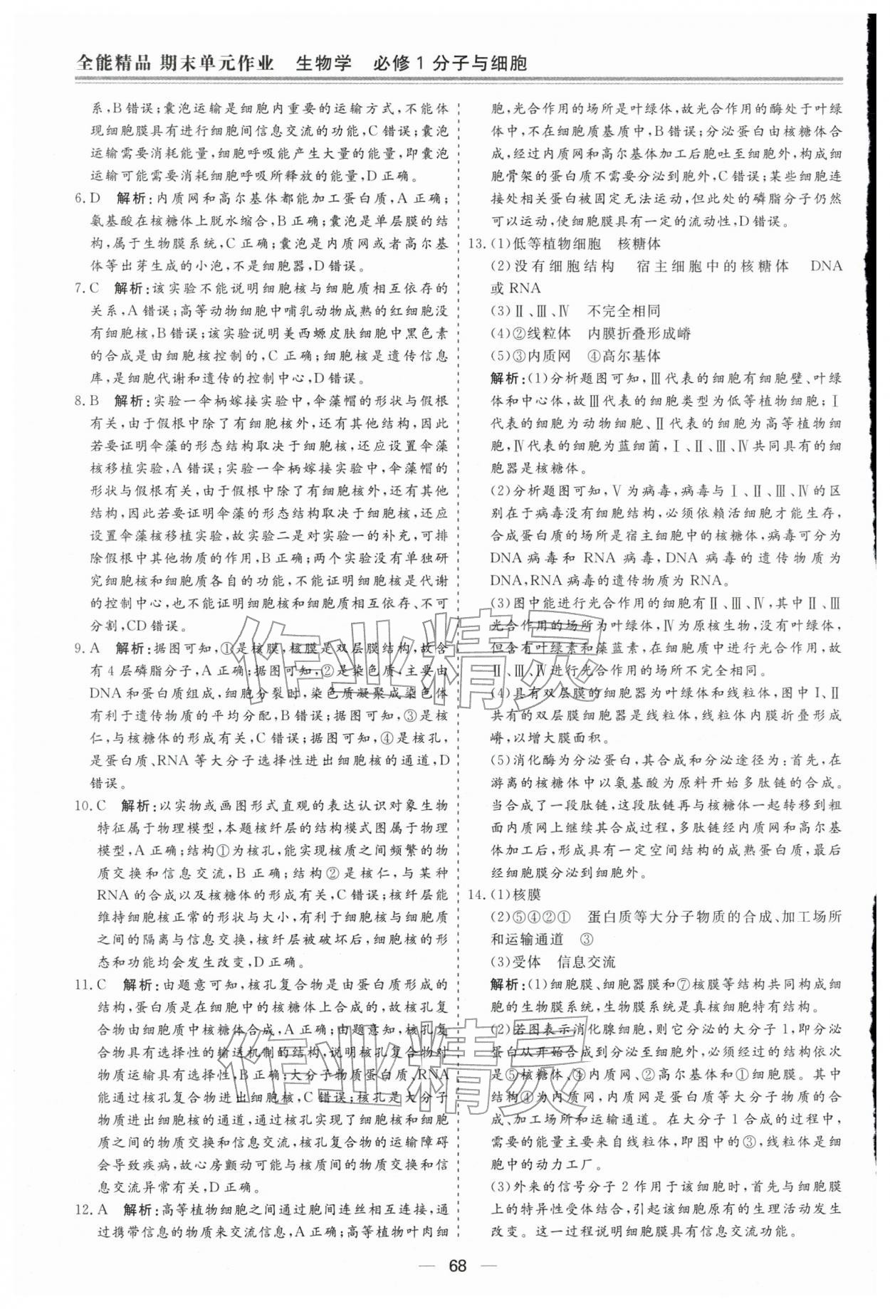 2026年期末单元作业假期必刷题高一生物&nbsp;第8页