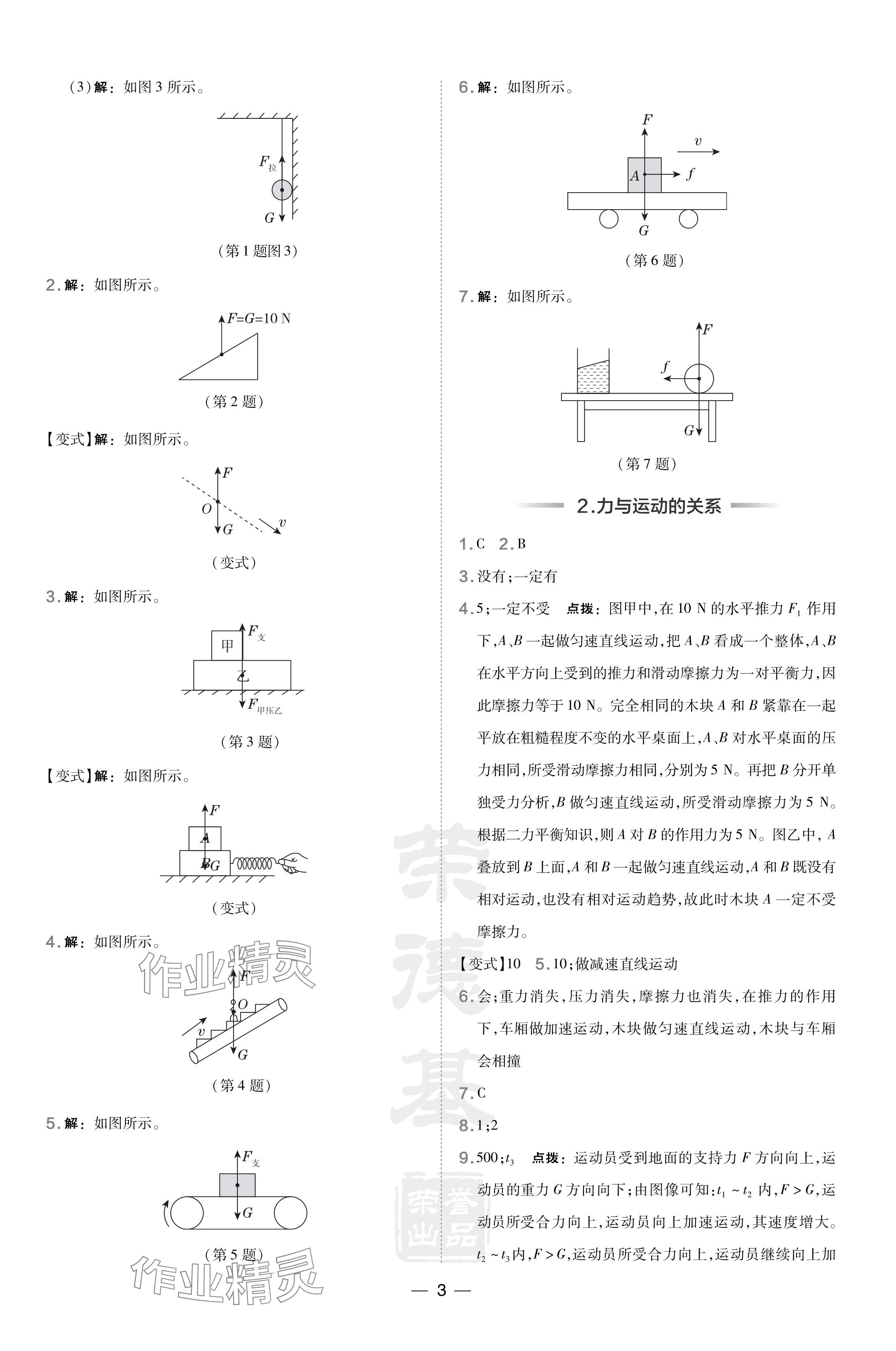 2024年点拨训练八年级物理下册沪科版安徽专版 参考答案第3页