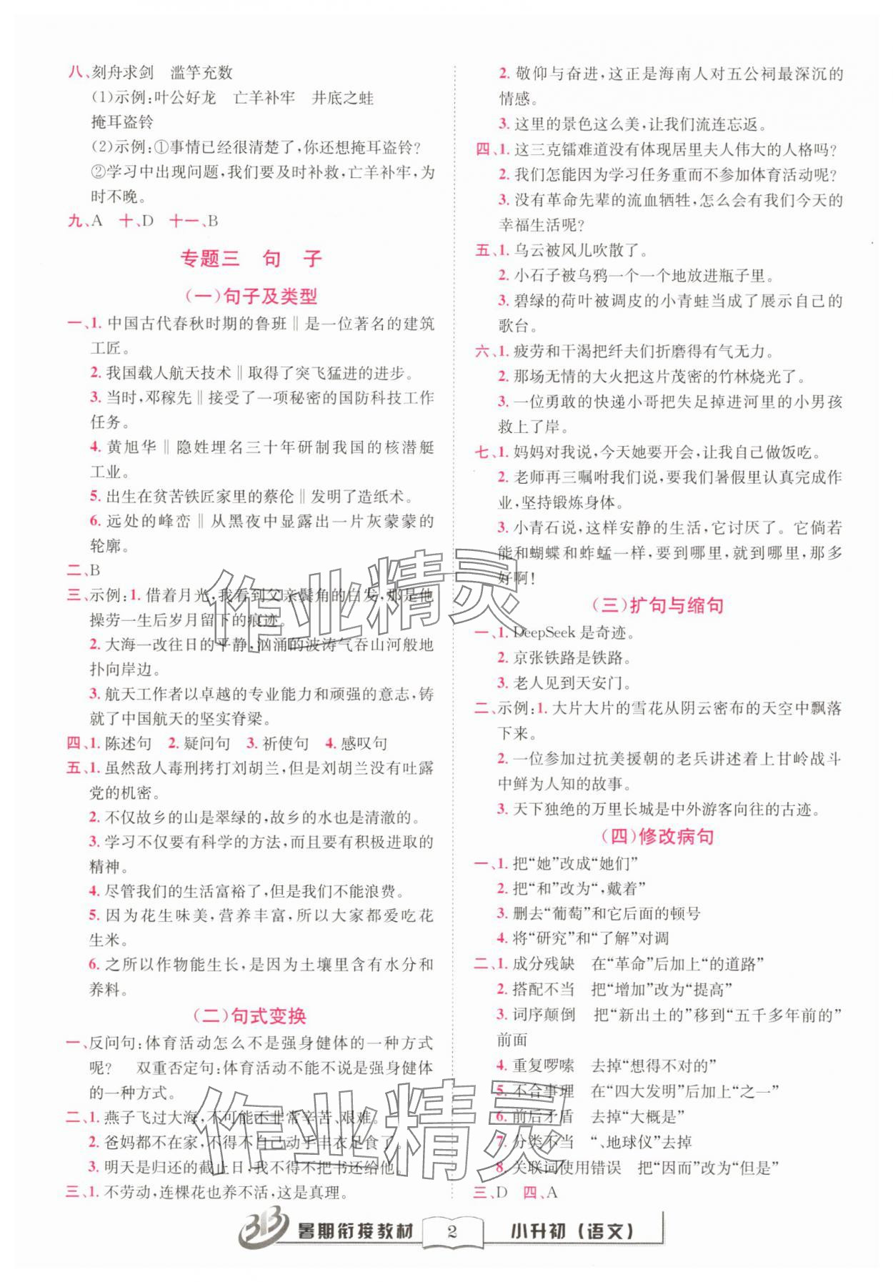 2025年暑期衔接教材小升初语文 第2页