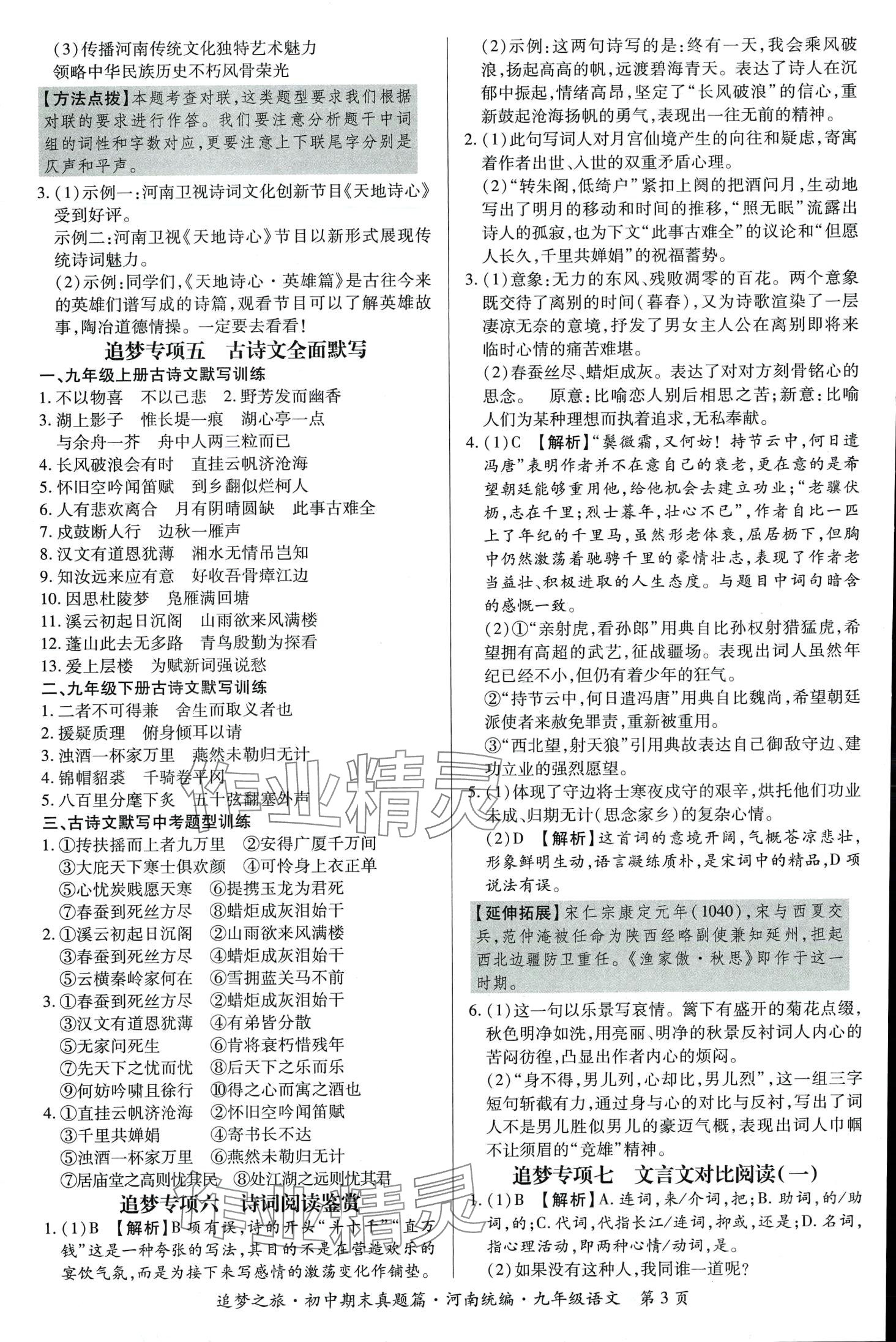 2024年追夢之旅初中期末真題篇語文人教版河南專版 第4頁