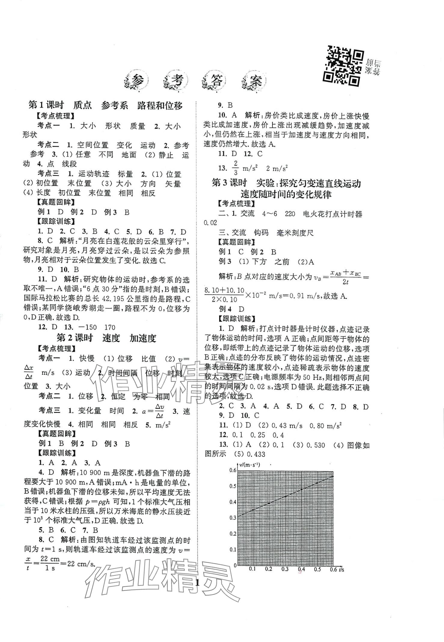 2024年轻巧过关学业水平测试高中物理全一册通用版 参考答案第1页