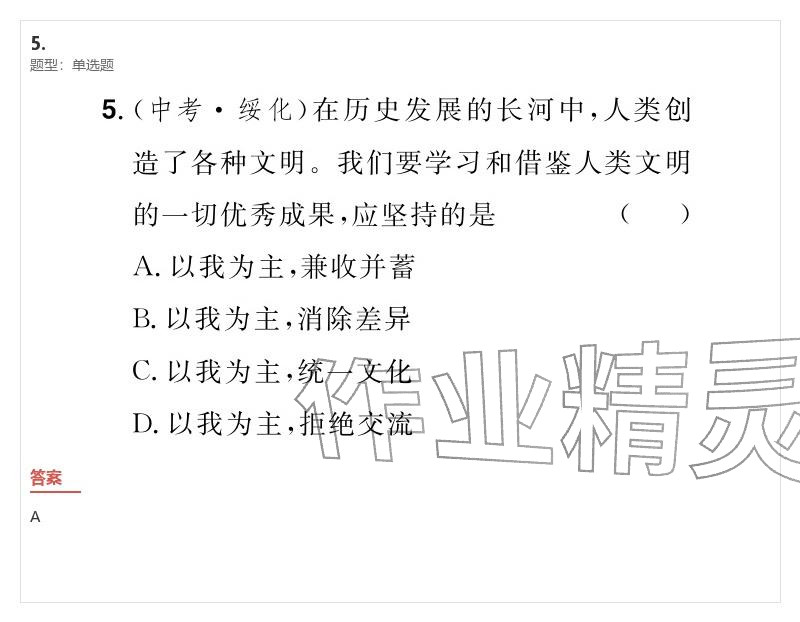 2026年优质课堂导学案九年级道德与法治下册人教版&nbsp;参考答案第56页