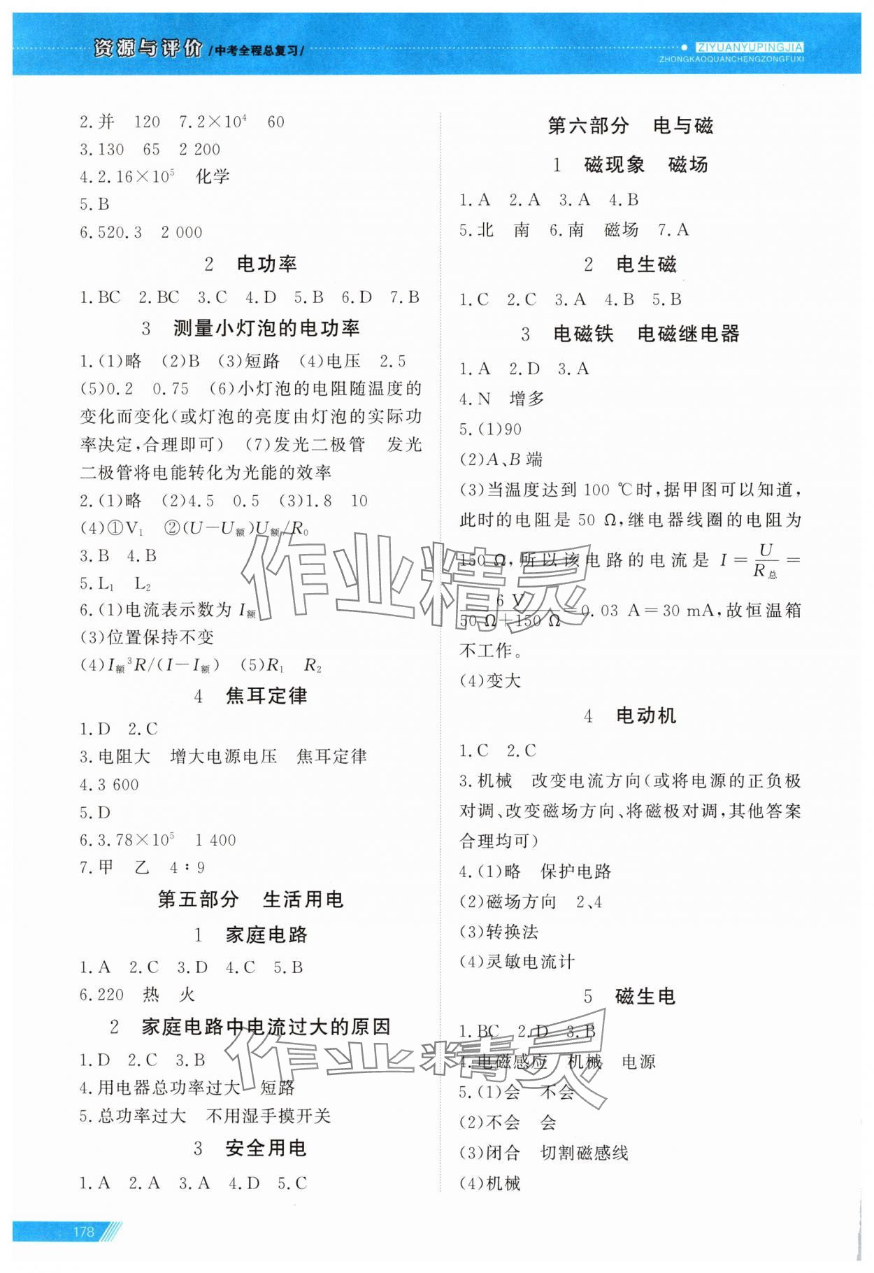 2025年資源與評價中考全程總復習九年級物理B版 第13頁