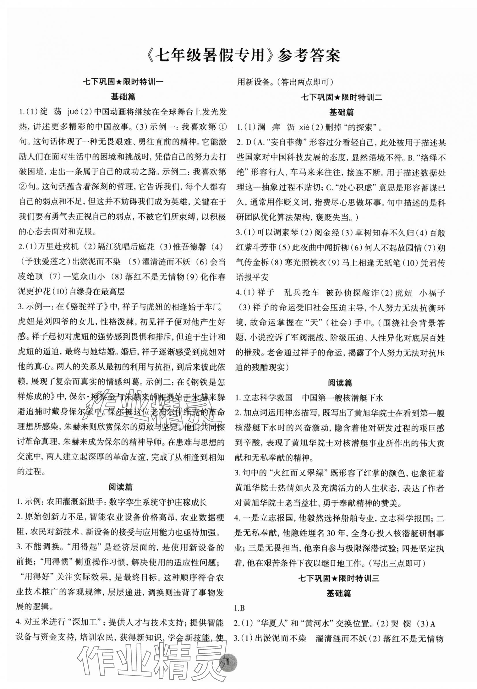 2025年智慧語文讀練測七年級下假期專用 第1頁
