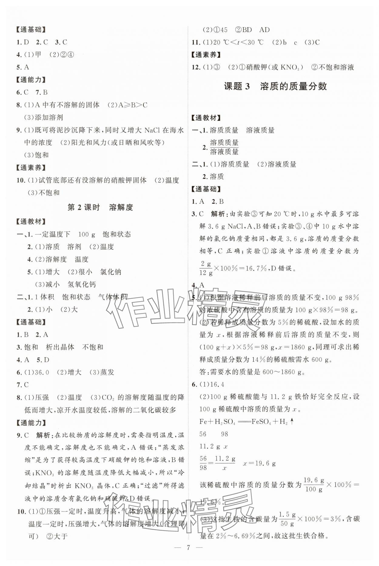 2025年優(yōu)加學案課時通九年級化學下冊人教版 第7頁