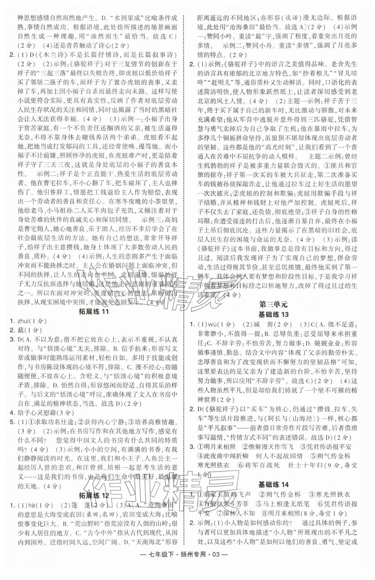 2026年学霸组合训练七年级语文下册人教版扬州专版&nbsp;第3页