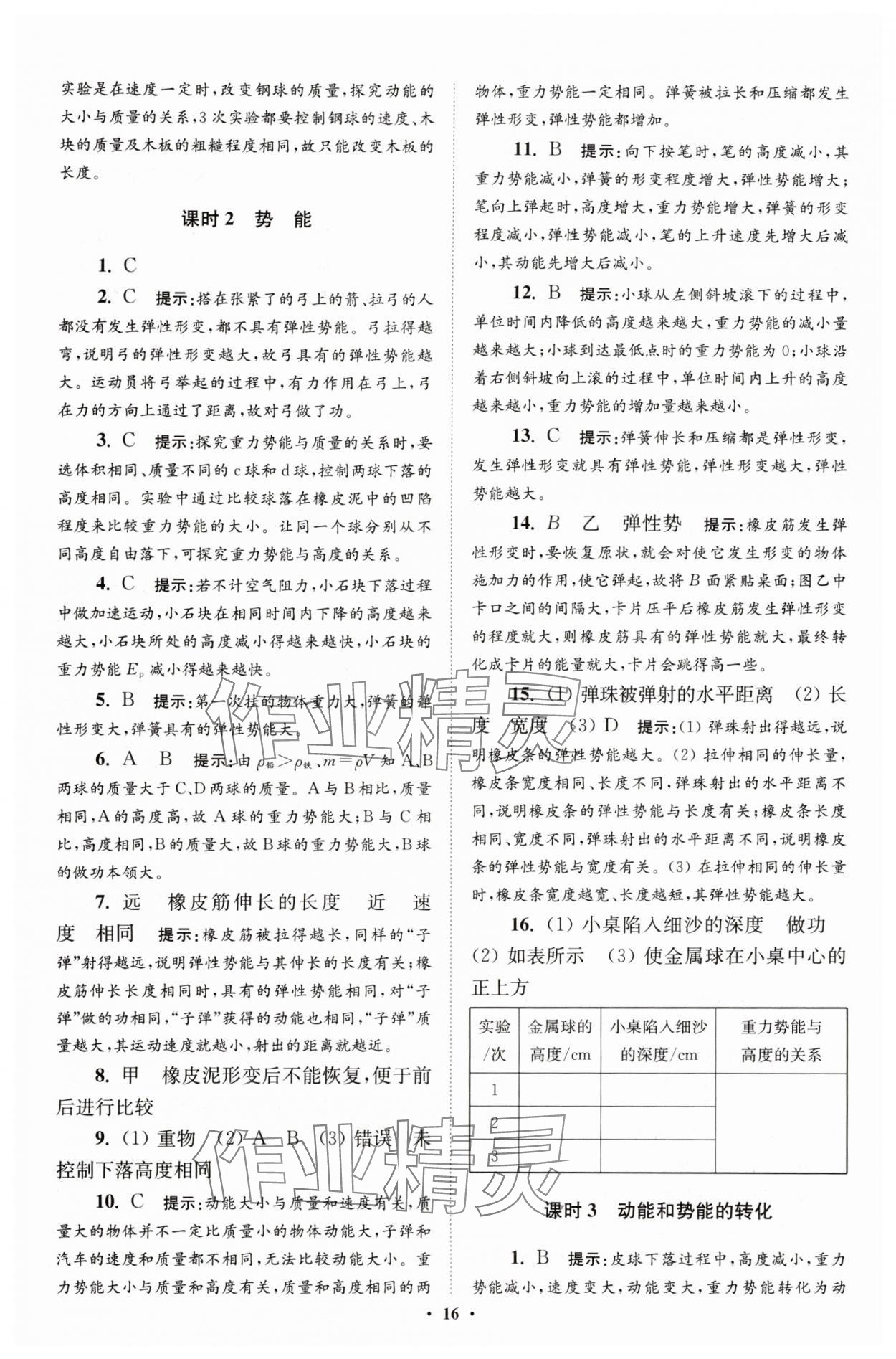 2025年小题狂做九年级物理上册苏科版提优版 参考答案第16页