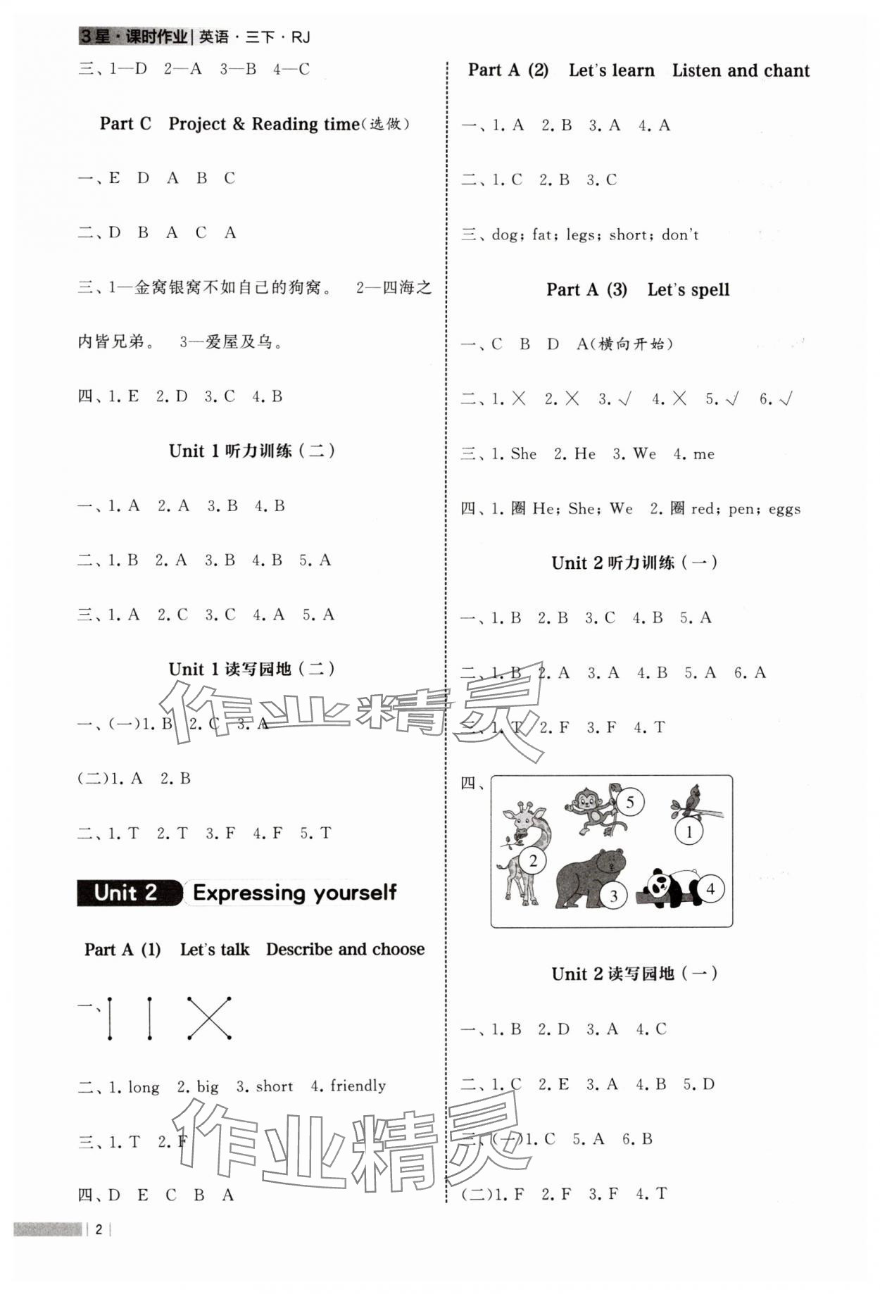 2025年經綸學典課時作業三年級英語下冊人教版 第2頁