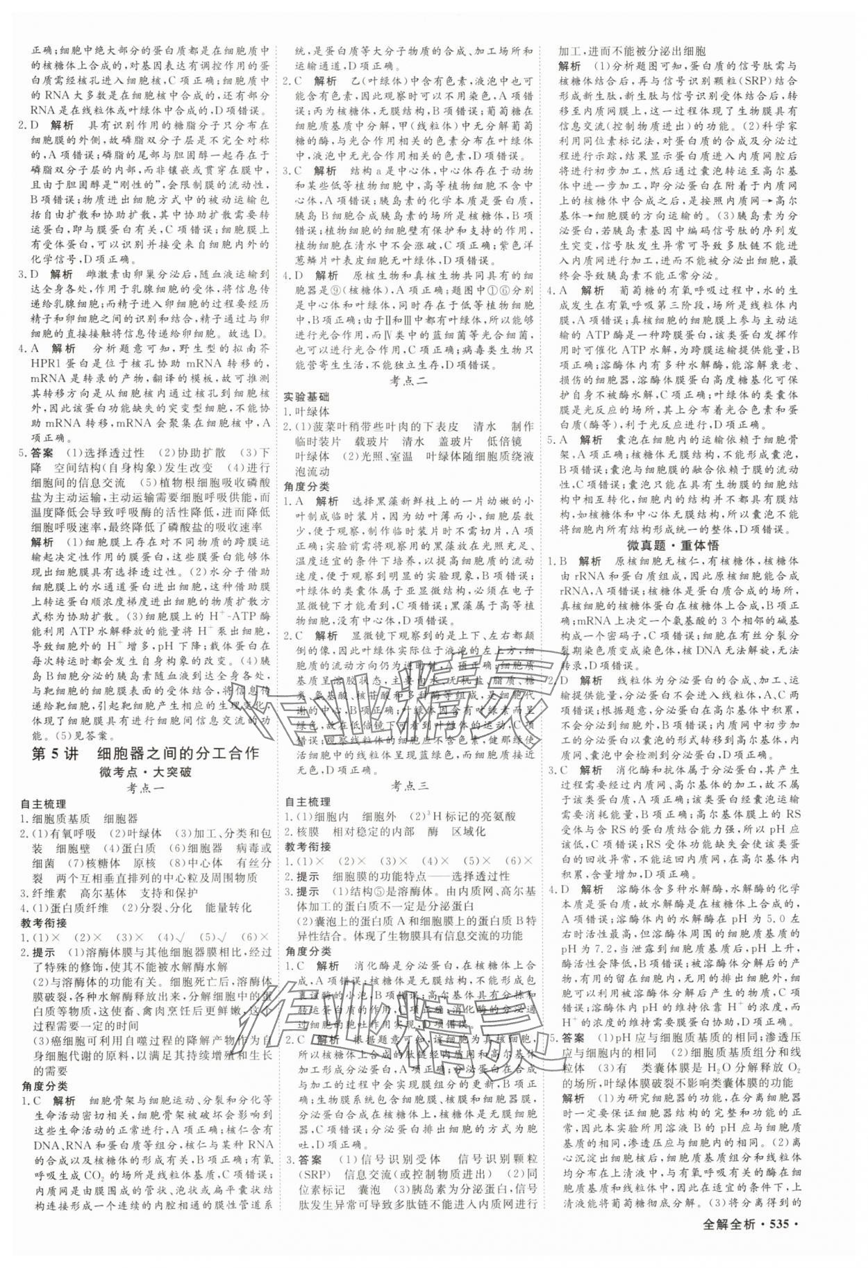 2025年贏在微點高中生物 參考答案第4頁