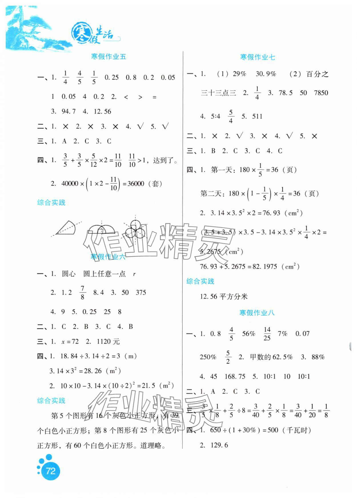 2025年寒假生活六年級數(shù)學(xué)通用版河北少年兒童出版社 第2頁