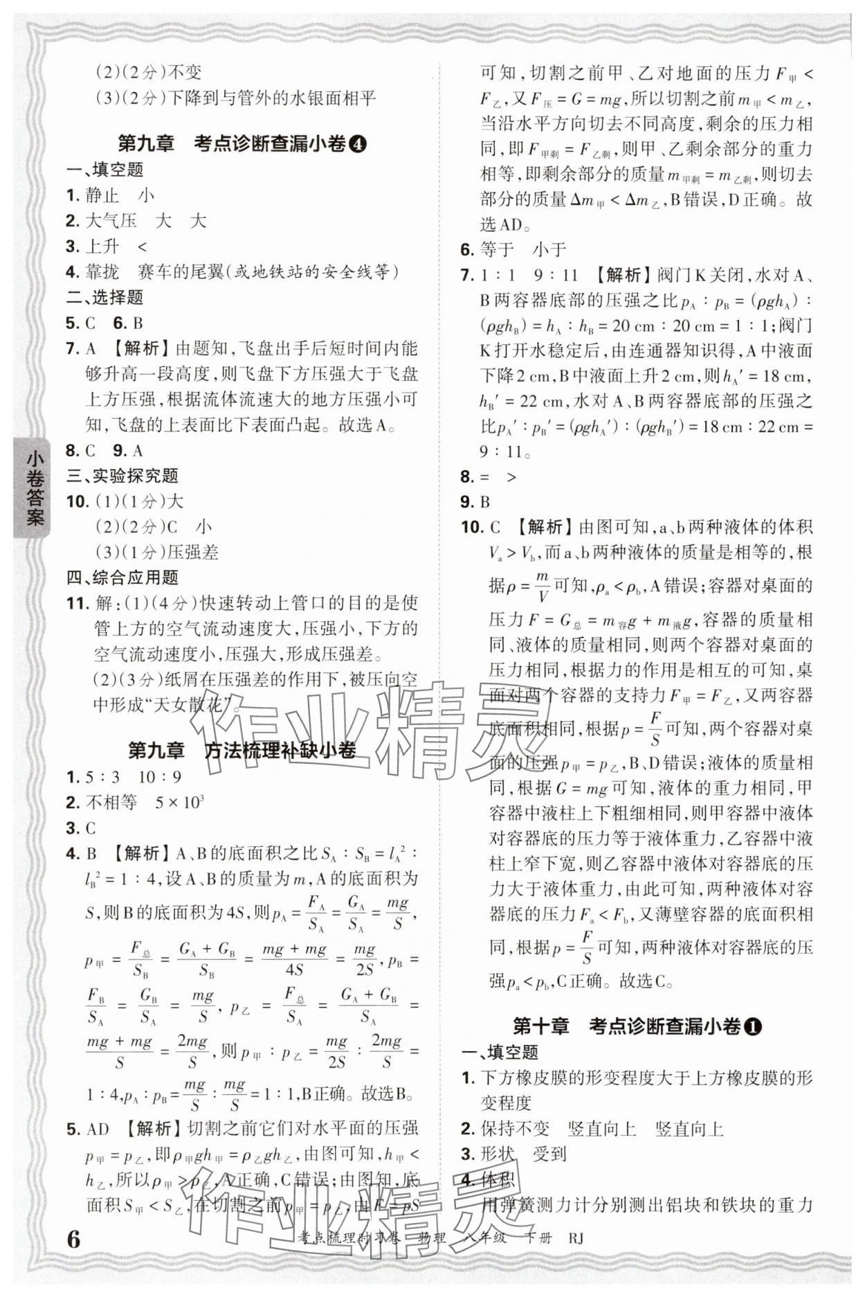 2025年王朝霞考点梳理时习卷八年级物理下册人教版 第6页