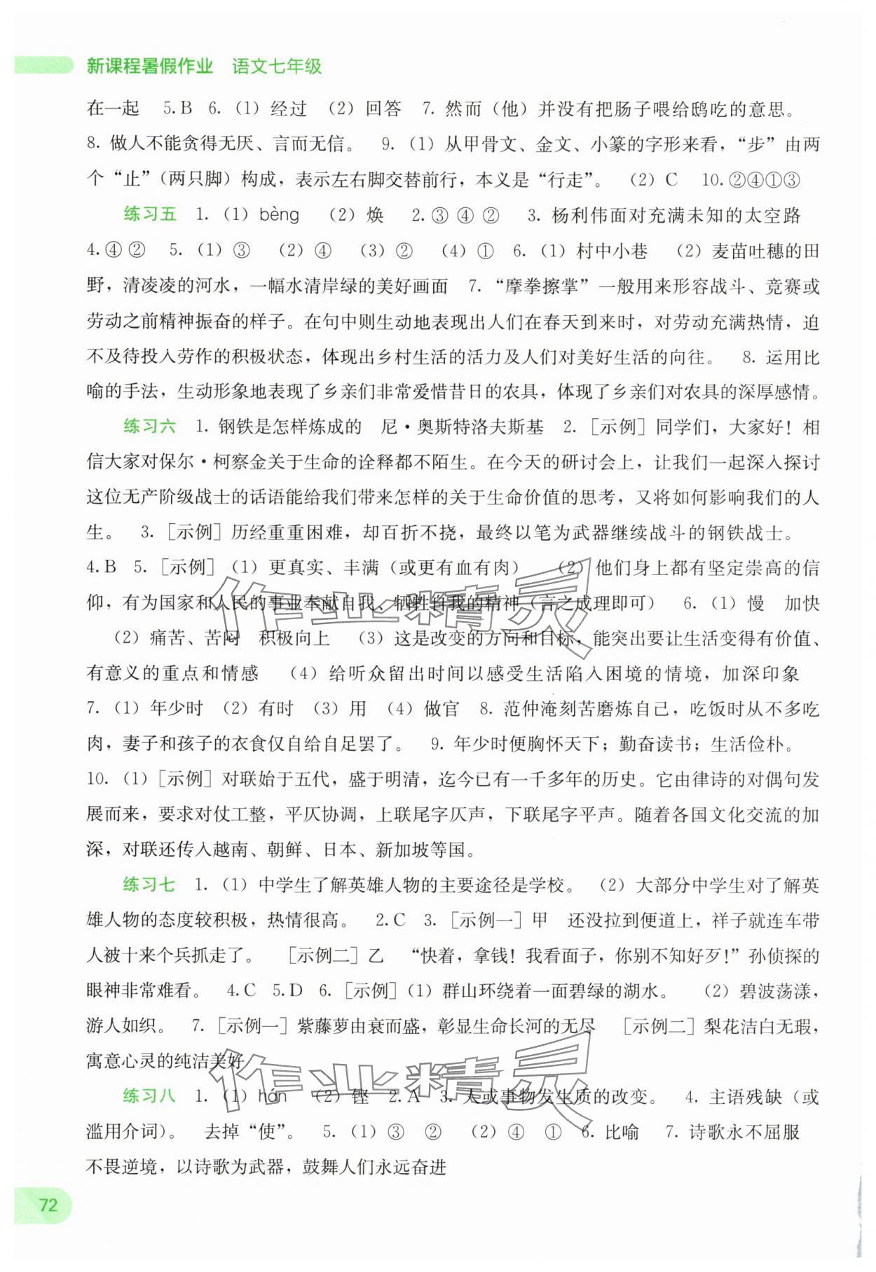 2025年新课程暑假作业广西师范大学出版社七年级语文 第2页