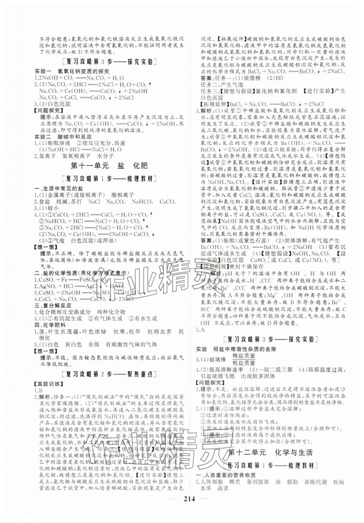 2024年新中考集訓(xùn)中考總復(fù)習(xí)化學(xué)&nbsp;參考答案第7頁
