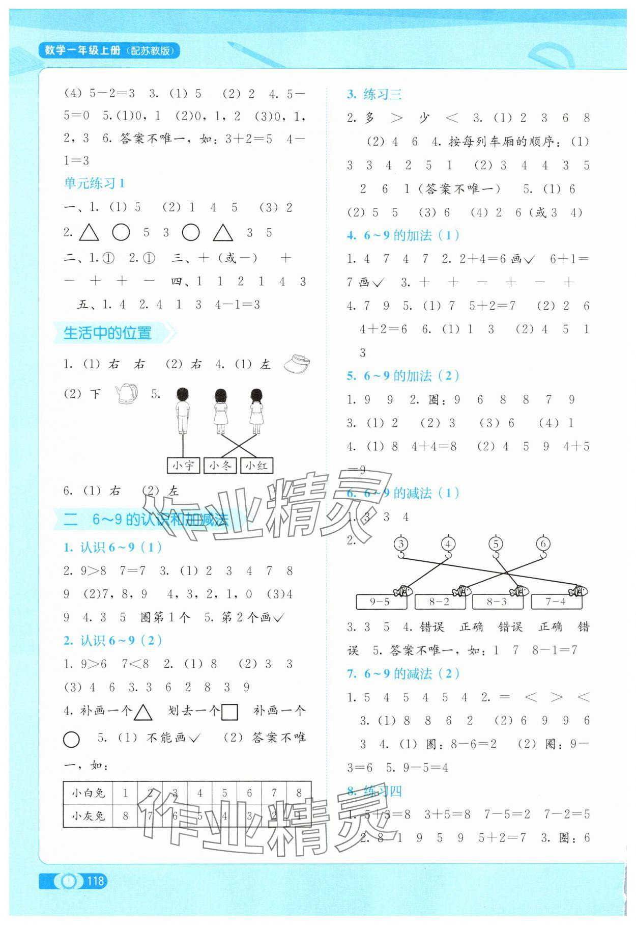 2025年自主学习能力测评一年级数学上册苏教版 第2页