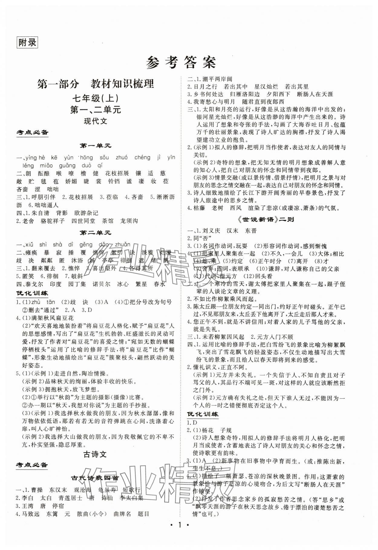 2024年大中考總復(fù)習(xí)語(yǔ)文內(nèi)蒙古專版 參考答案第1頁(yè)