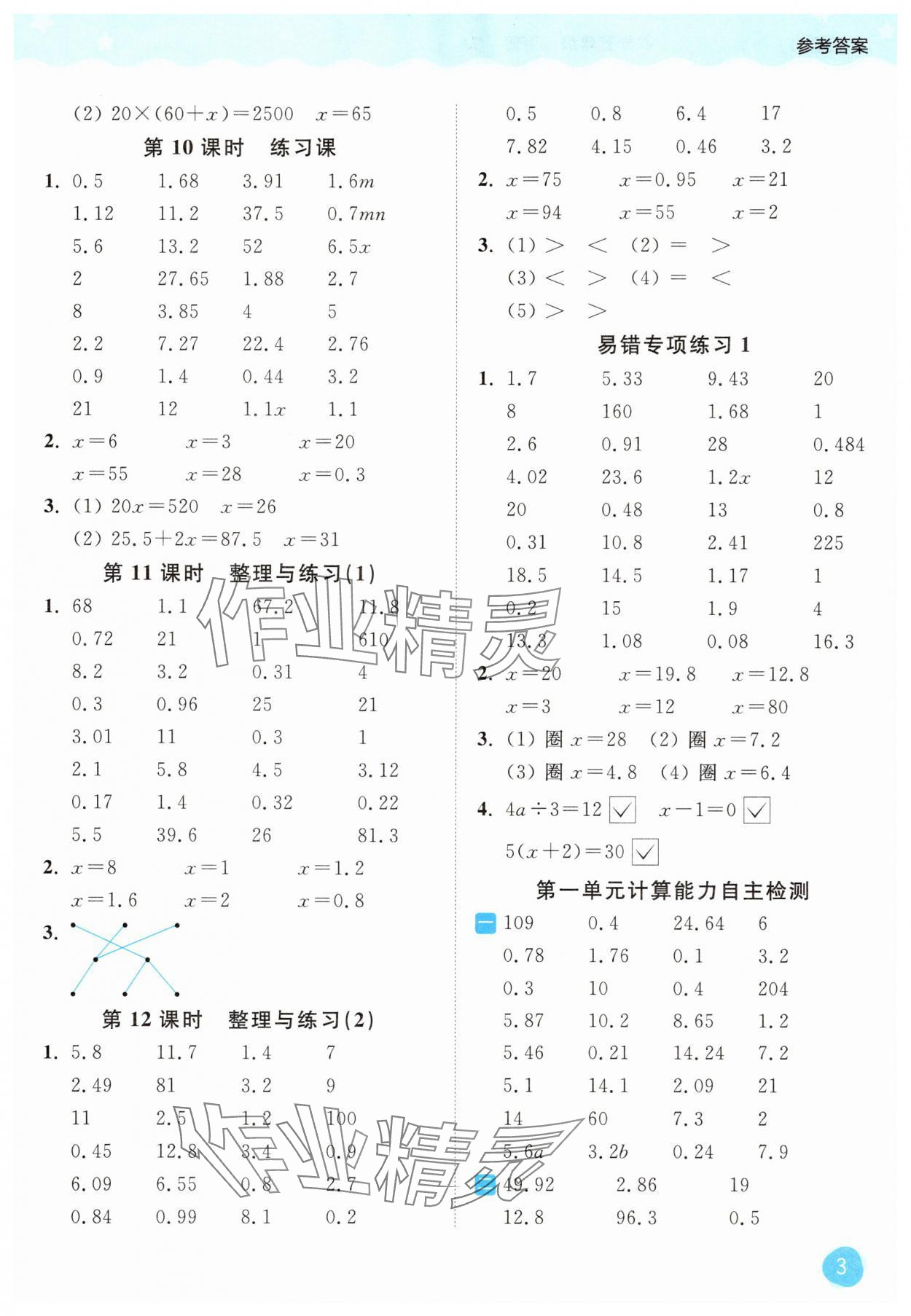 2025年亮點給力計算大通關五年級數學下冊蘇教版 第3頁