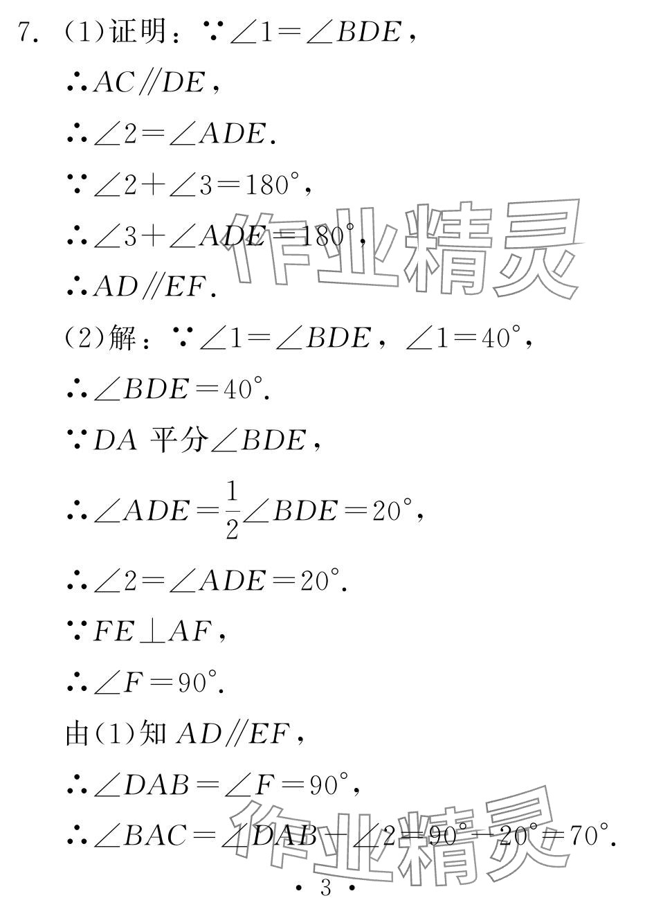 2024年天舟文化精彩暑假团结出版社七年级数学人教版 参考答案第3页