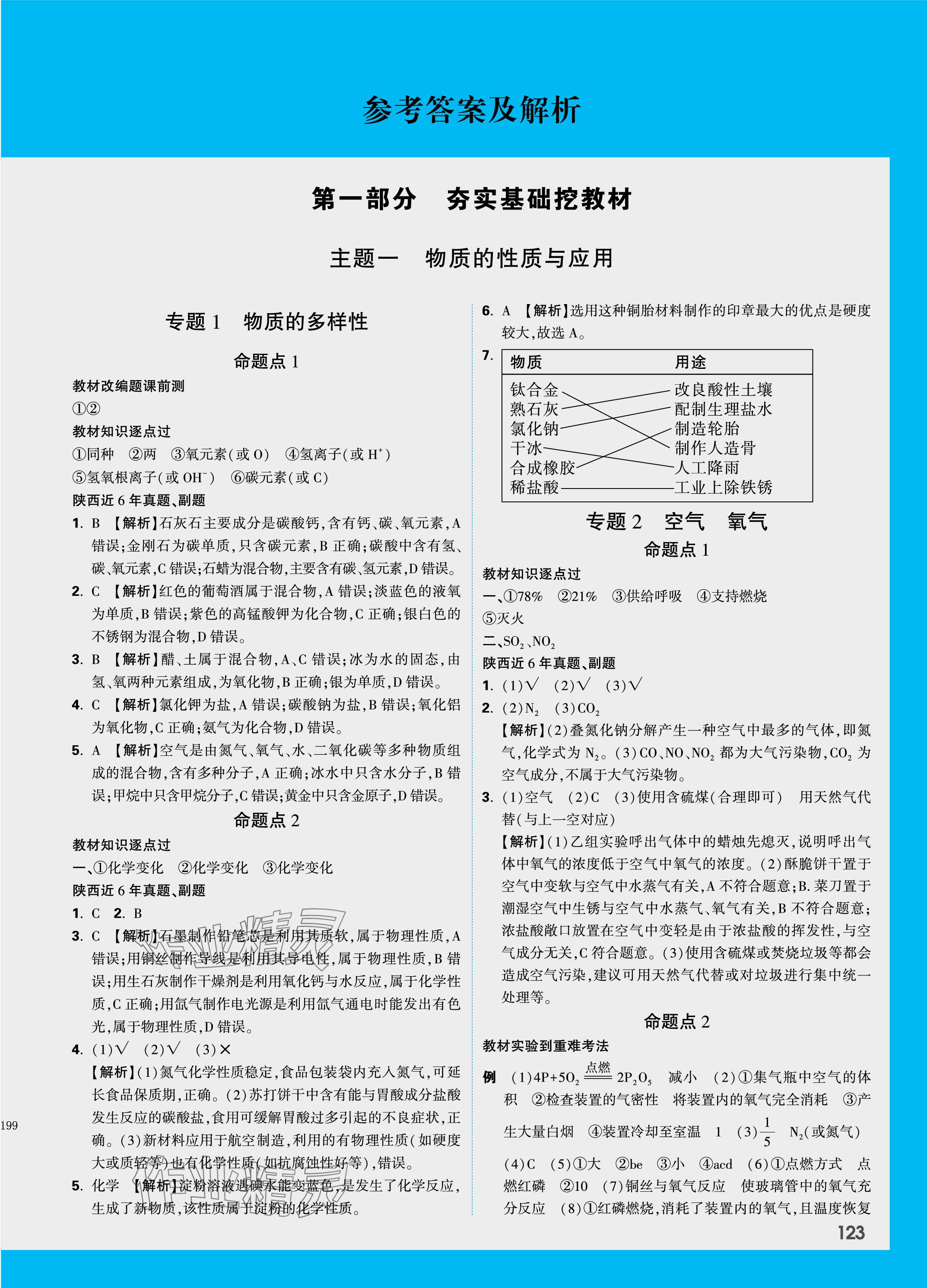 2024年中考面对面九年级化学陕西专版 第1页