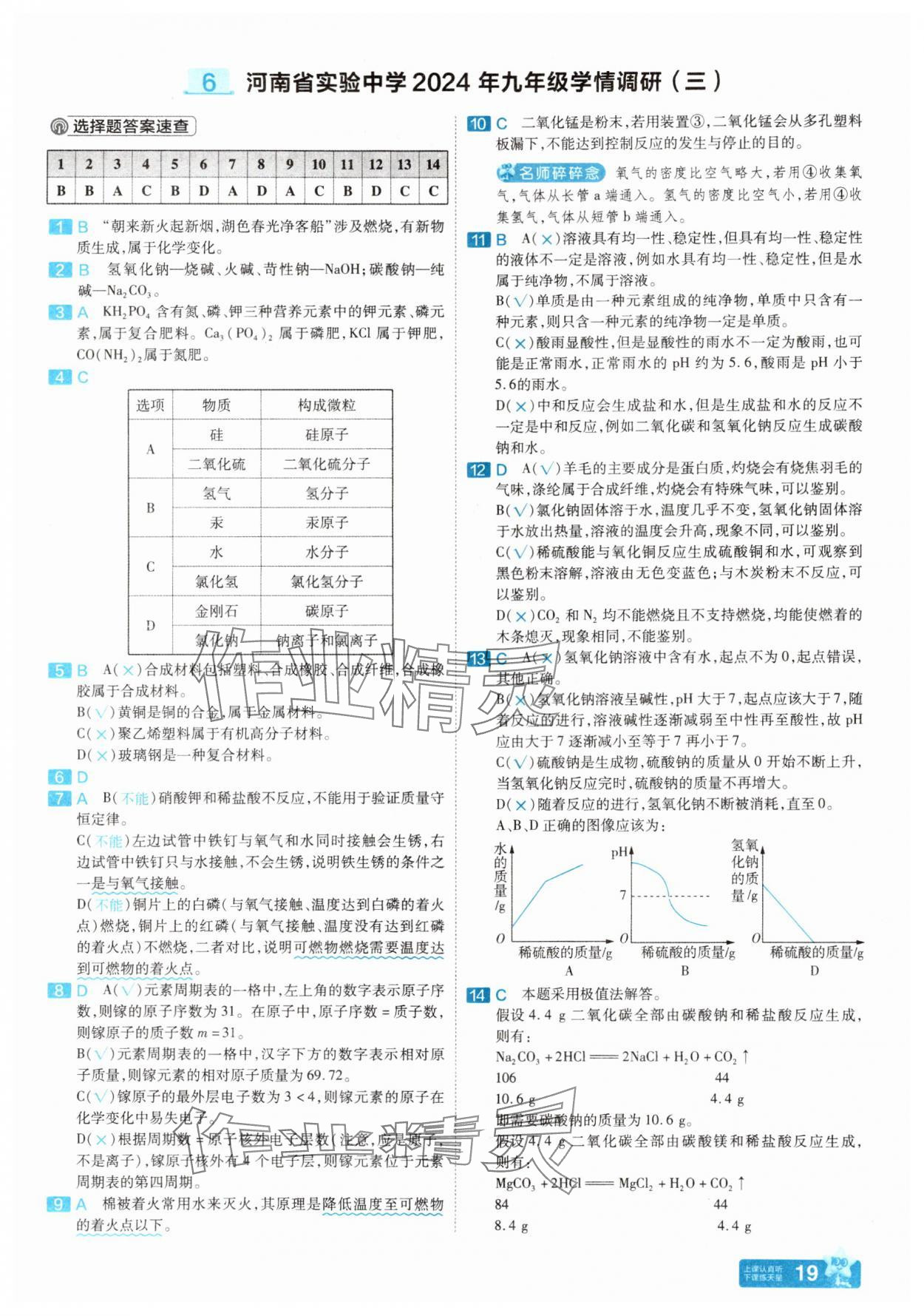 2025年金考卷45套匯編化學(xué)河南專版 參考答案第18頁