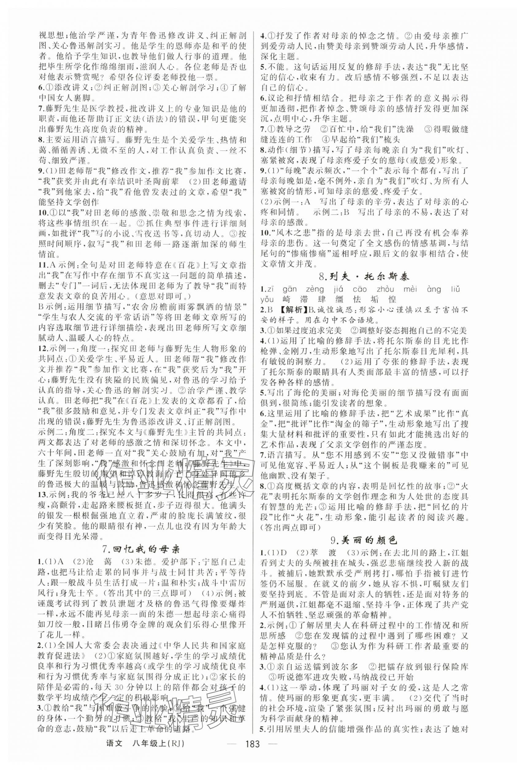 2024年四清導(dǎo)航八年級(jí)語文上冊(cè)人教版河南專版 第3頁(yè)