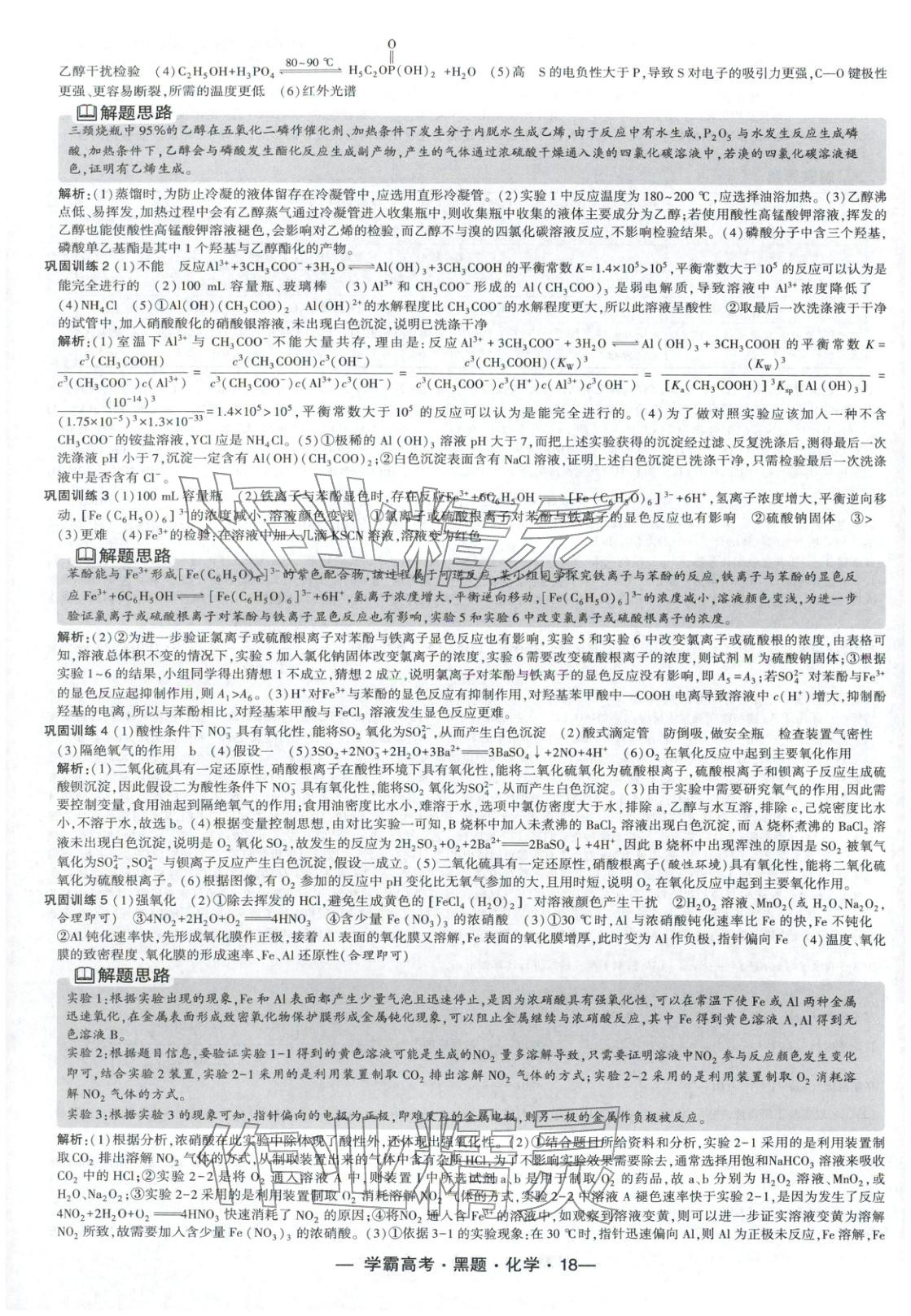 2025年学霸高考黑题化学人教版 参考答案第18页