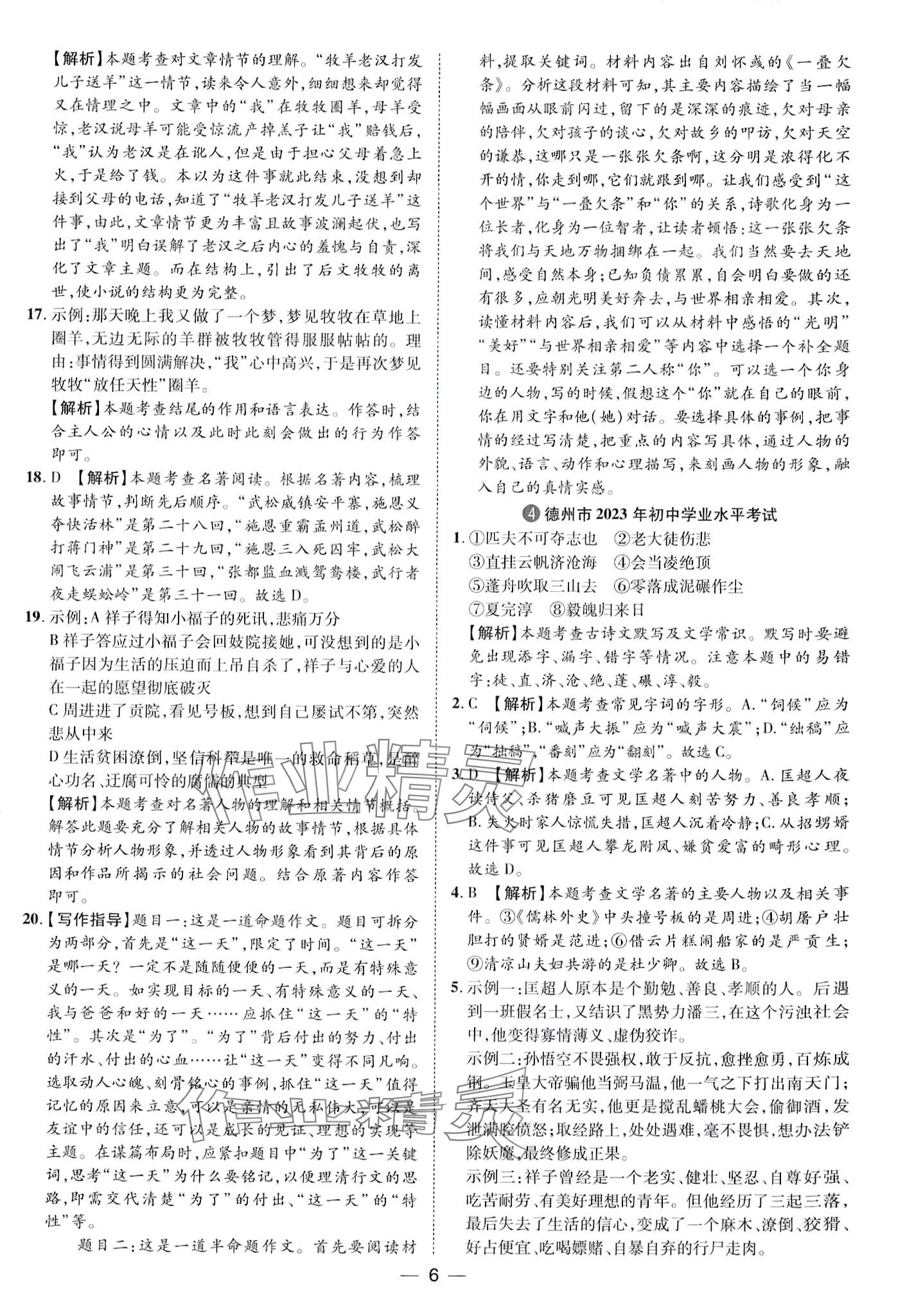 2024年鲁人泰斗中考必备中考试题汇编语文山东专版&nbsp;第6页