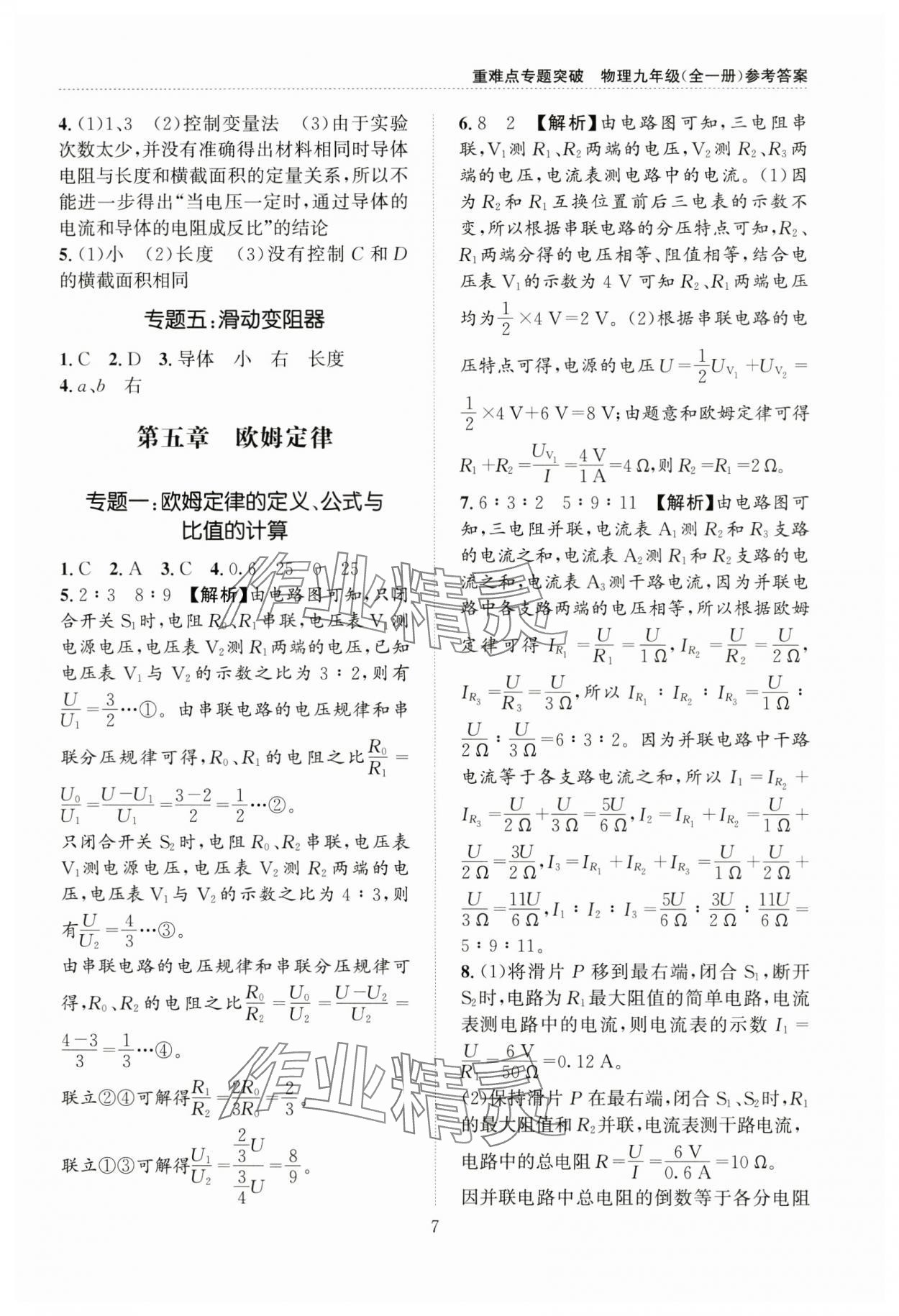 2024年重难点专题突破九年级物理全一册教科版&nbsp;第7页