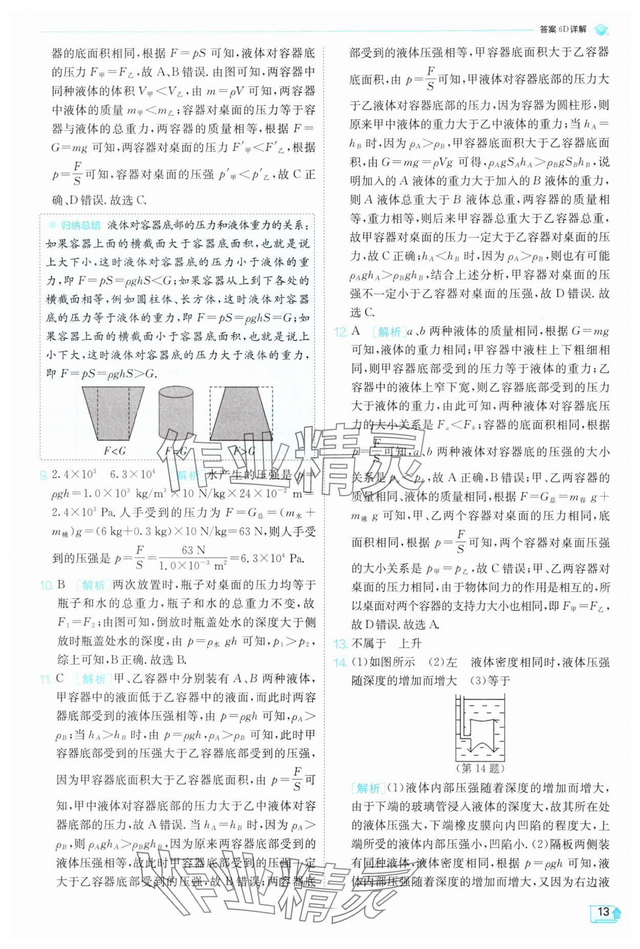 2025年實(shí)驗(yàn)班提優(yōu)訓(xùn)練八年級(jí)物理下冊滬科版 參考答案第13頁